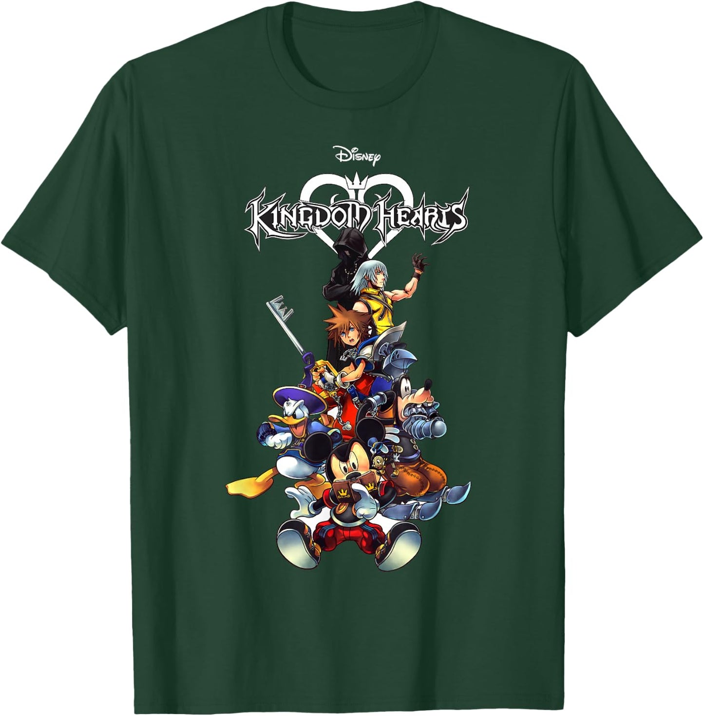 Disney Kingdom Hearts Group Shot Action Pose Logo T-Shirt - T-Shirt | Forest