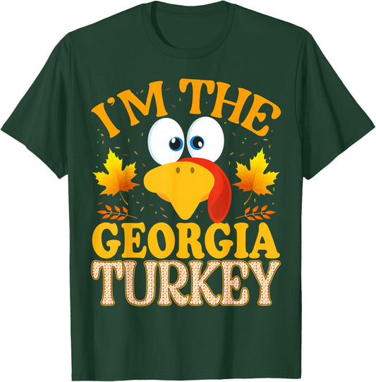 99 Gifts Thanksgiving Family Matching Pajamas - I'm The Georgia Turkey - -Adults Black Thanksgiving Turkey - Small - Modern - Short Sleeve - Pull On - 1 Count T-Shirt - T-Shirt | Forest