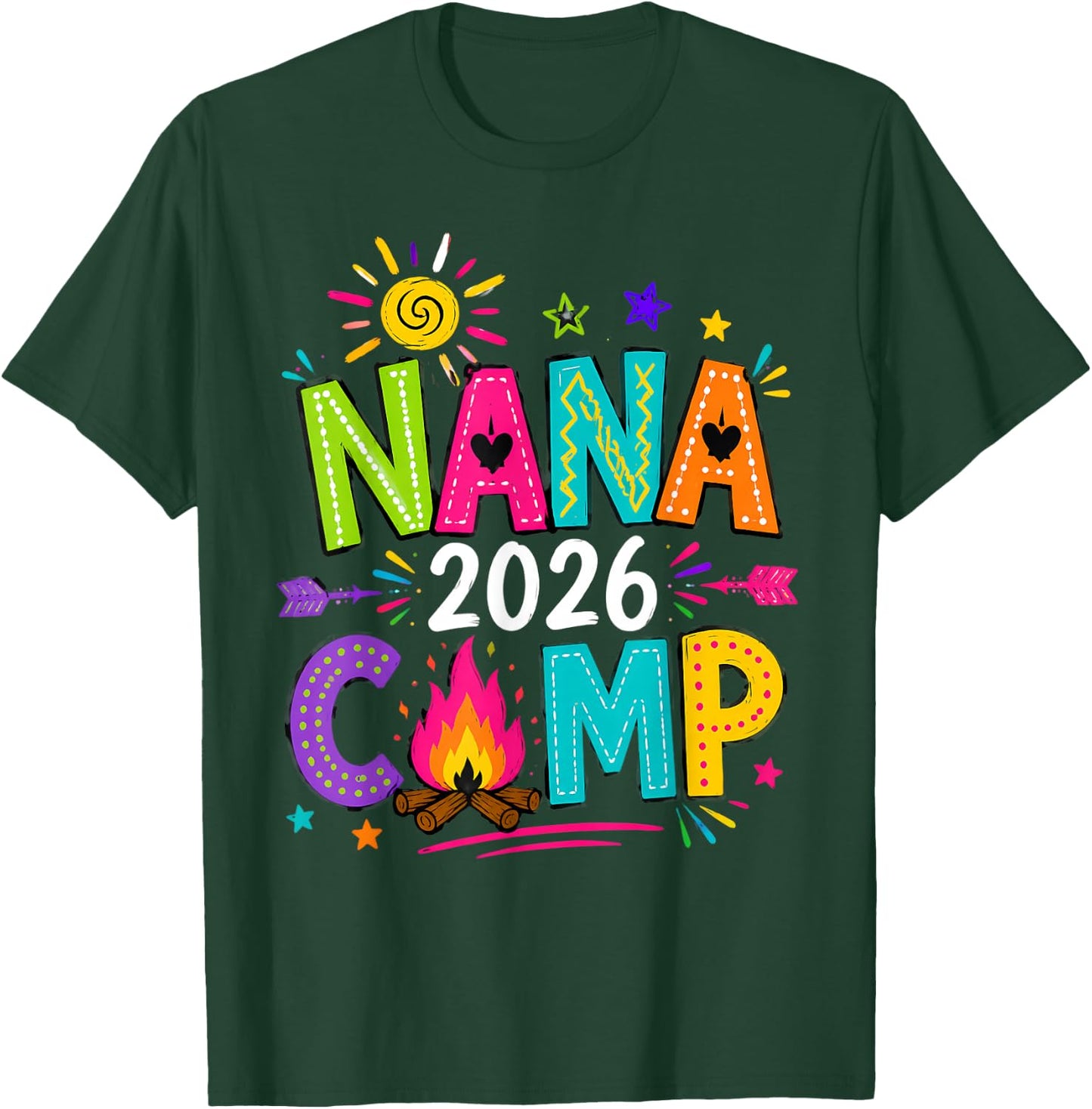 Nana Camp 2026 Family Summer Vacation Camping Crew Kids T-Shirt - T-Shirt | Forest