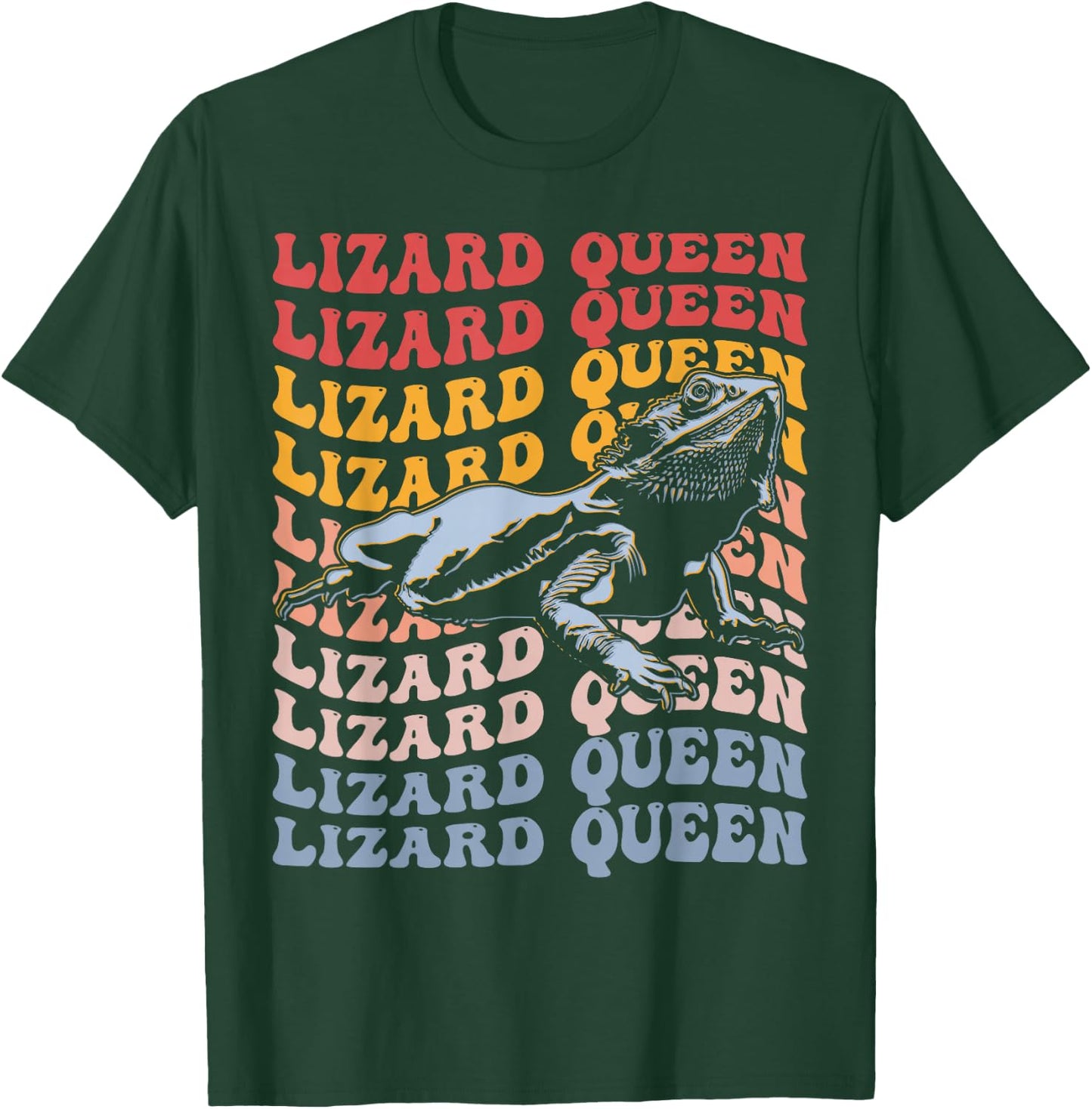 Lizard Queen Groovy Bearded Dragon Lizard Lover Girl Queen T-Shirt - T-Shirt | Forest