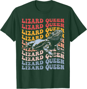 Lizard Queen Groovy Bearded Dragon Lizard Lover Girl Queen T-Shirt - T-Shirt | Forest