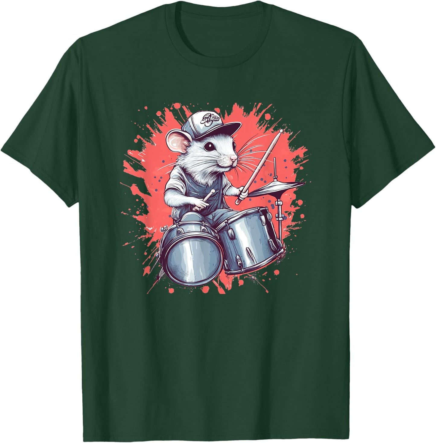 Costume drôle de batteur de rat blanc pour les amateurs de souris et de batterie T-Shirt - T-Shirt | Forest