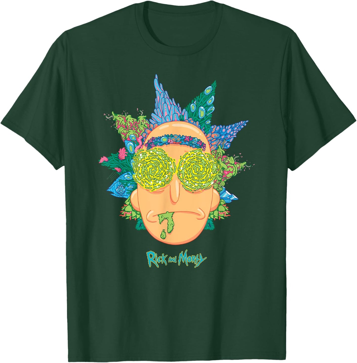 Adult Swim Rick & Morty Botanical Rick , black T-Shirt - T-Shirt | Forest