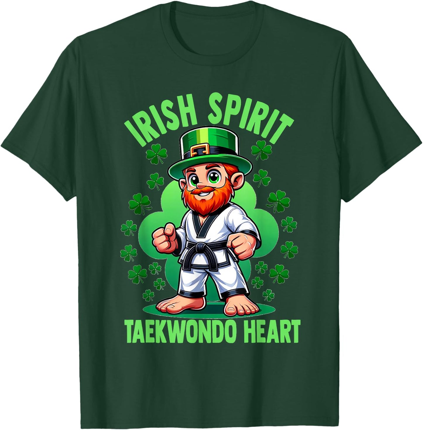 St Patricks Day Martial Arts Irish Spirit Taekwondo Heart T-Shirt - T-Shirt | Forest