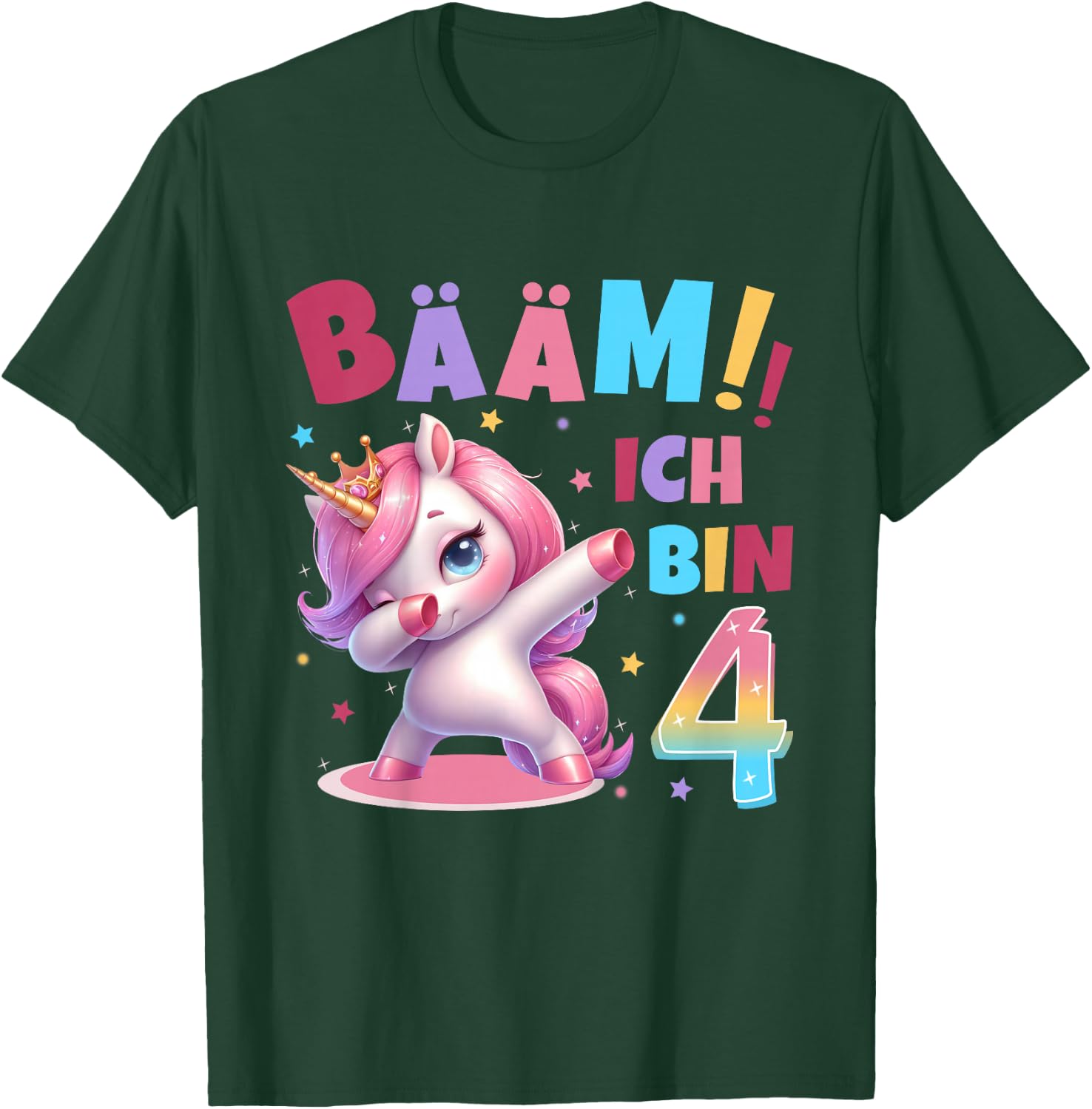 Children's 4th Birthday Girl 4 Years Unicorn Party Outfit Unicorn , black T-Shirt - T-Shirt | Forest