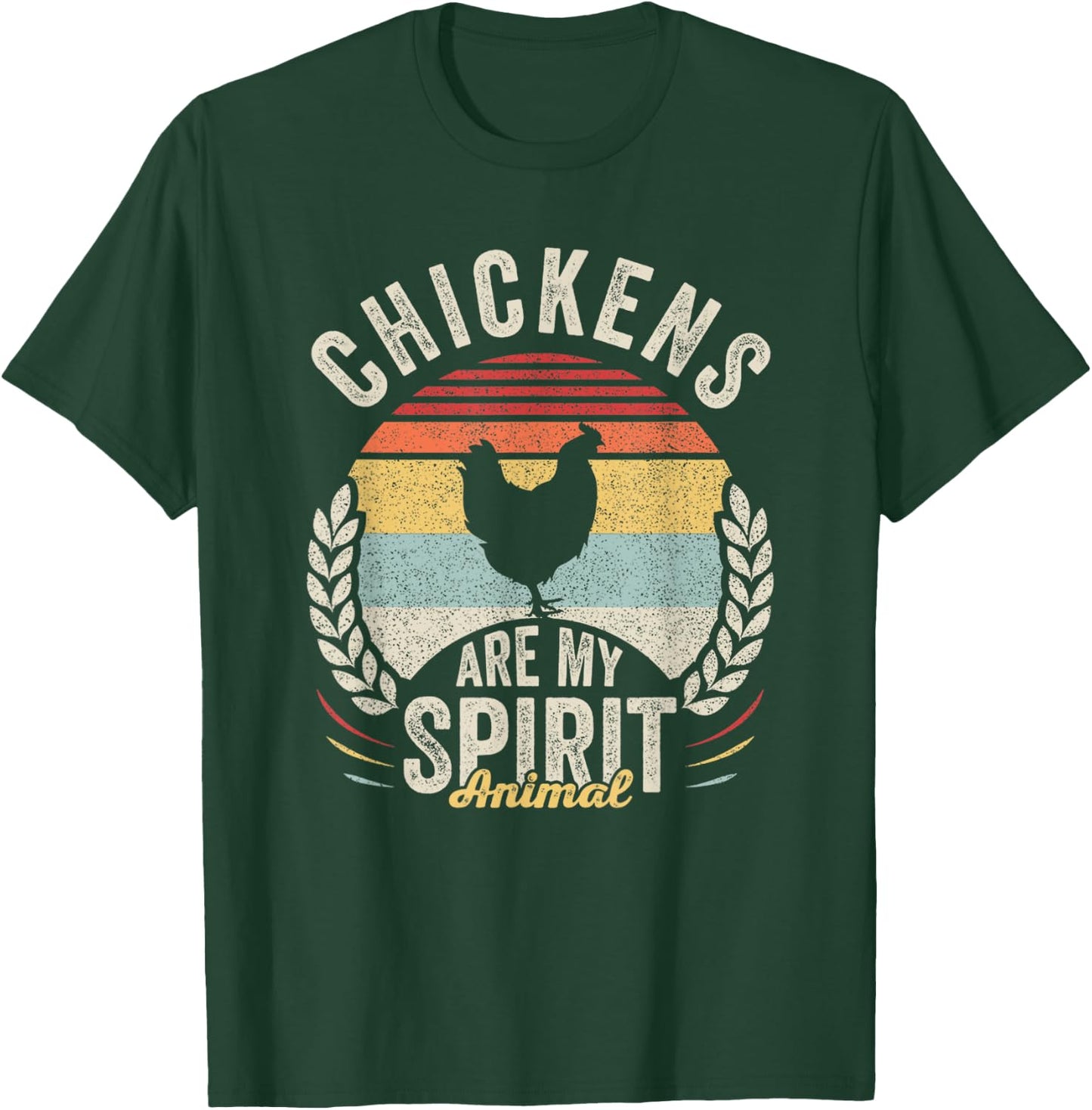 Vintage Retro Chickens Are My Spirit Animal Chicken Lover T-Shirt - T-Shirt | Forest