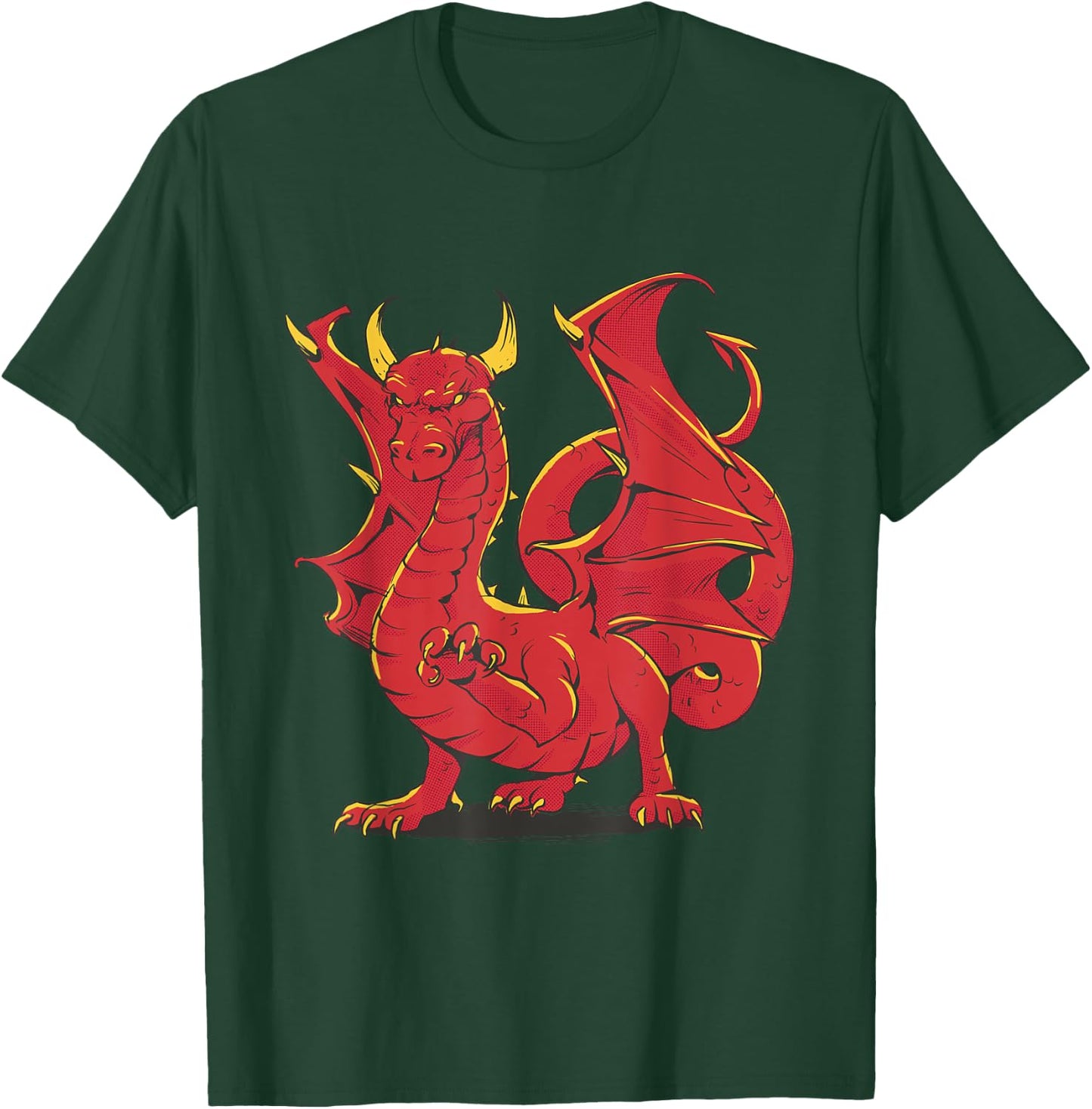 Cool Red Fire Dragon Fantasy Artwork Graphic T-Shirt - T-Shirt | Forest