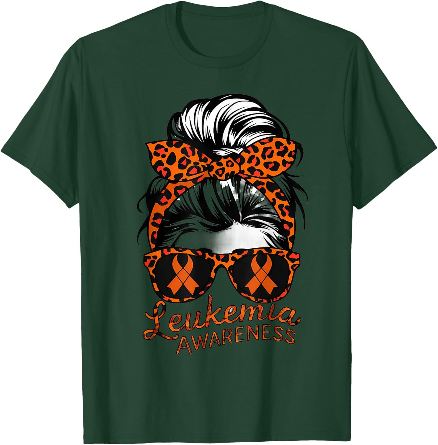 Leukemia Cancer Awareness Girl Head Scarf Orange Ribbon T-Shirt - T-Shirt | Forest