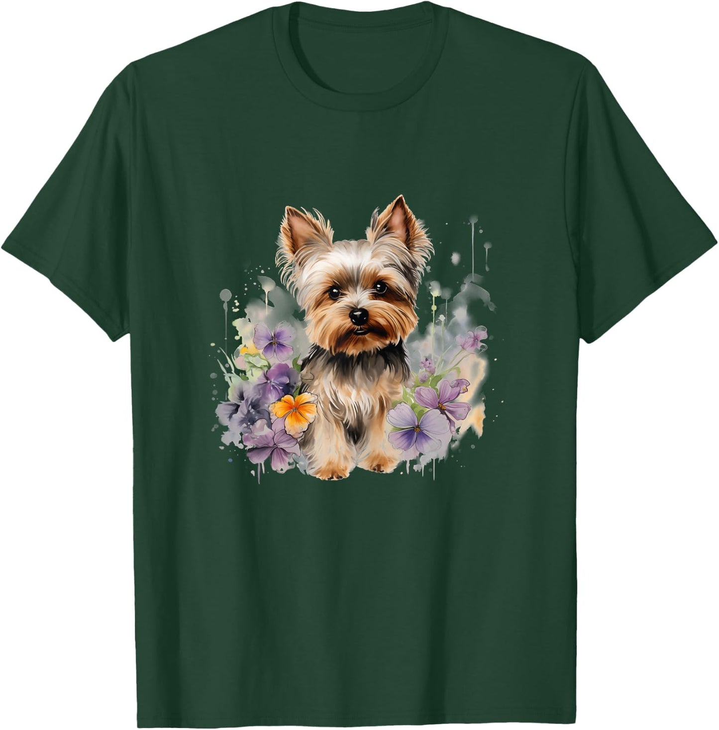 Yorkshire Terrier Mom Floral Yorkie Dog Lover Flowers Cute , White T-Shirt - T-Shirt | Forest