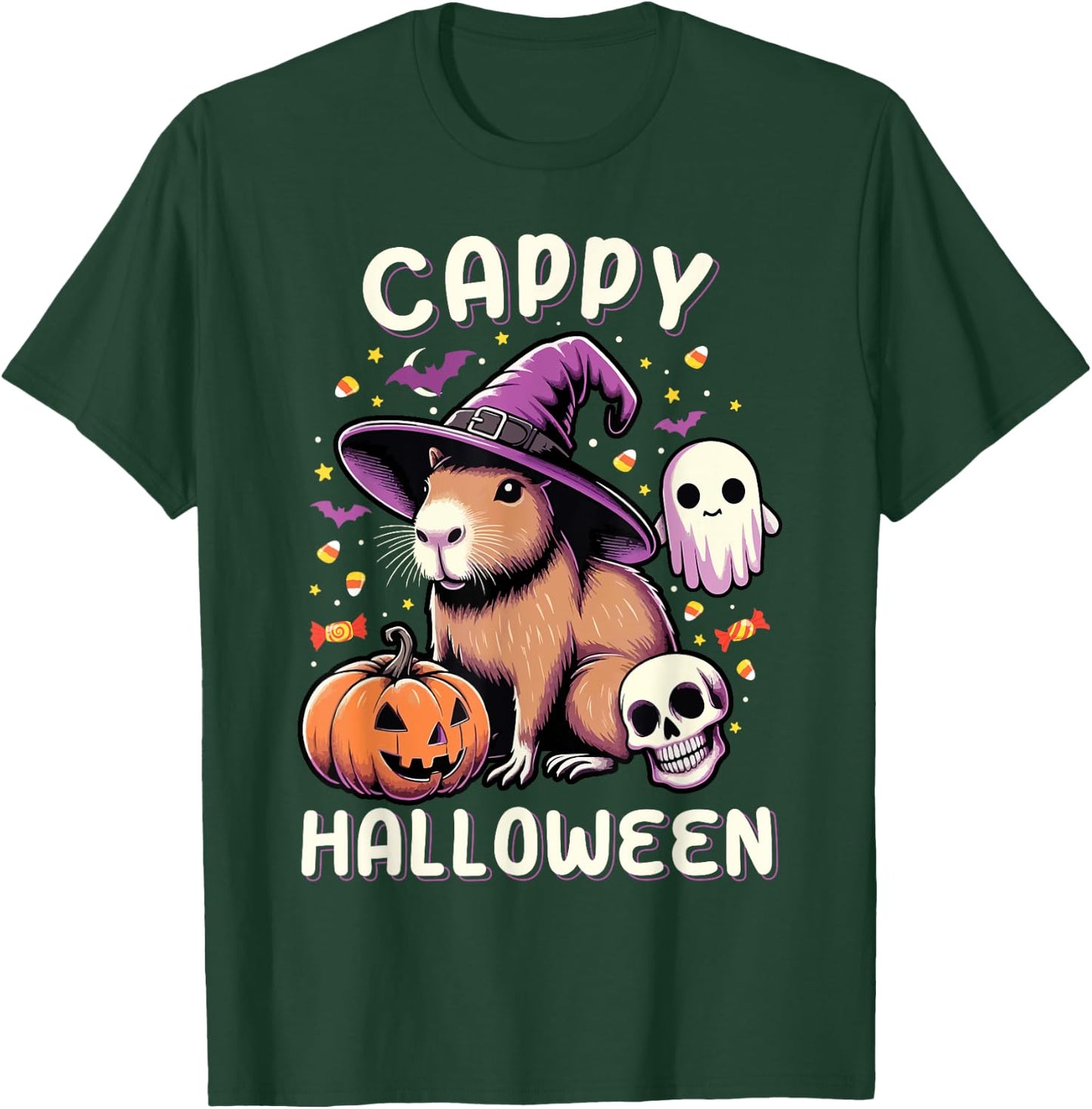 Cappy Halloween Costume Pumpkin Funny Capybara Halloween T-Shirt - T-Shirt | Forest