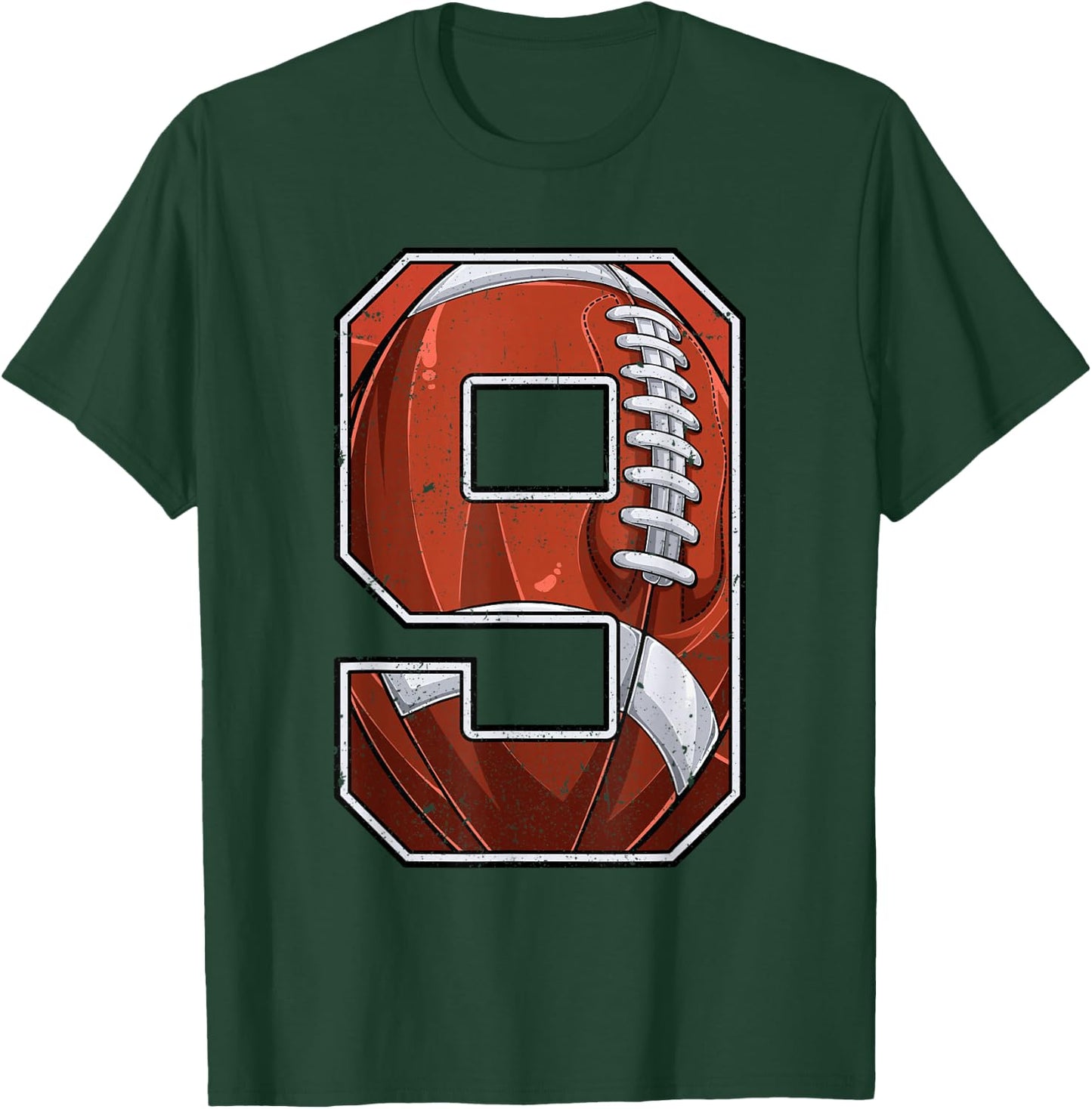 Football Ninth 9th Birthday Boy Nine 9 Years Old Bday Kids T-Shirt - T-Shirt | Forest