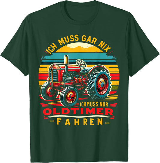 ARTIPALATI Geschenke Oldtimer Traktor Landwirt Landwirtschaft Bauer Trecker Schwarz Klein T-Shirt - T-Shirt | Forest