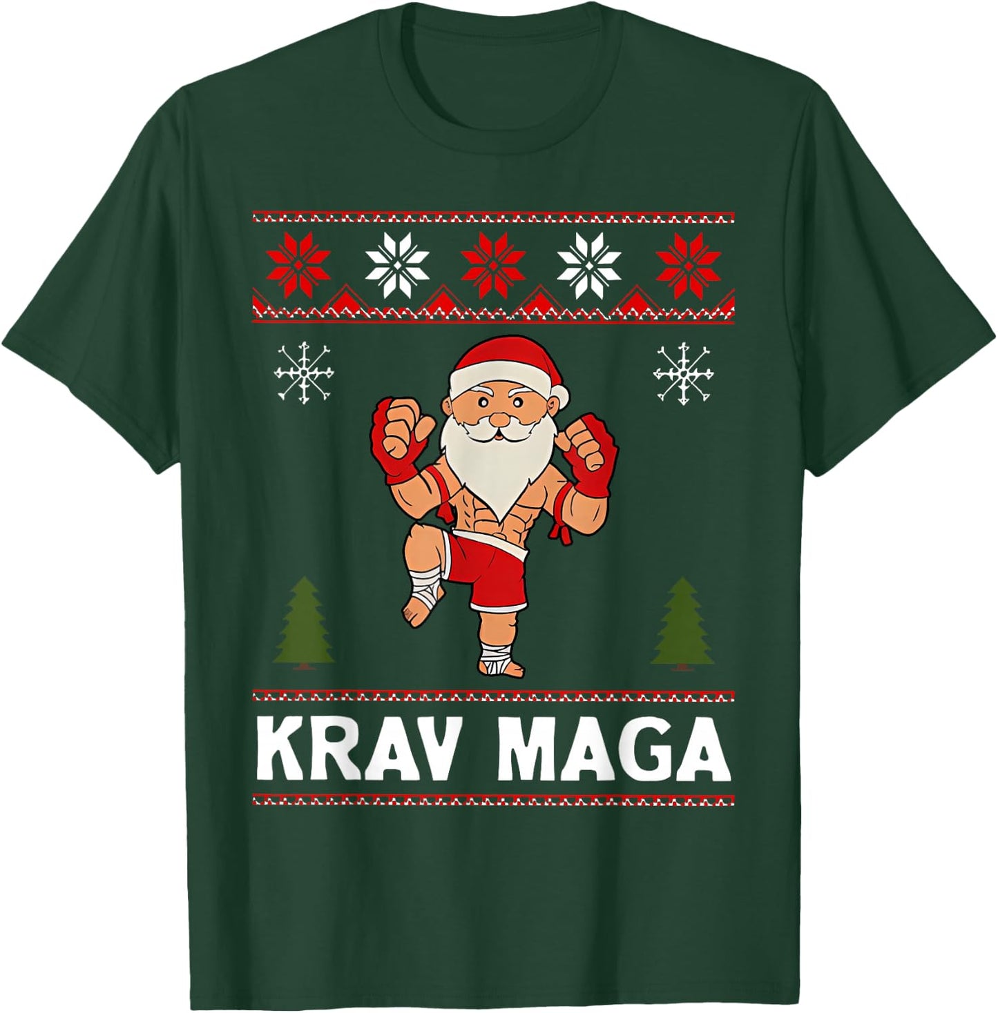 Krav Maga Santa Claus Ugly Christmas Martial Arts Women Men T-Shirt - T-Shirt | Forest