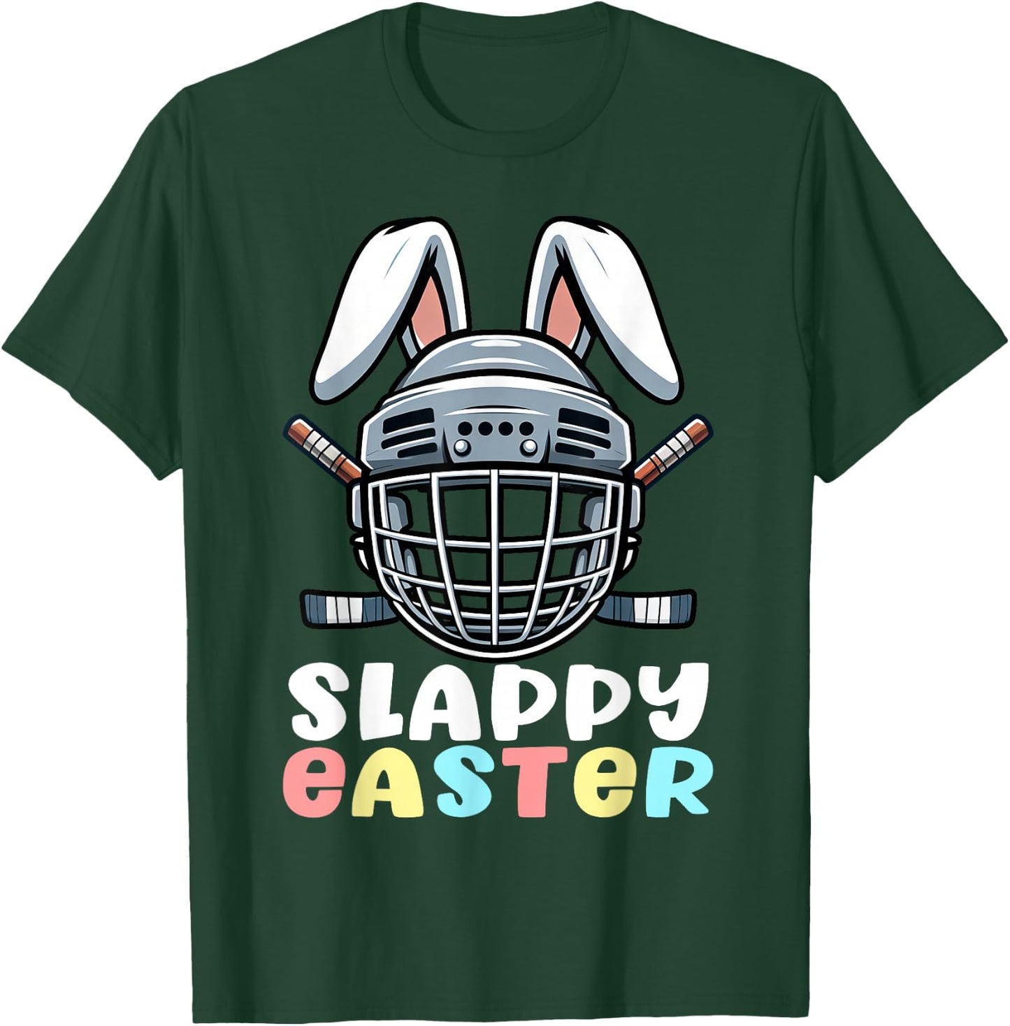 Easter Hockey Bunny Goalie Mask Easter Day Men Women Kids T-Shirt - T-Shirt | Forest