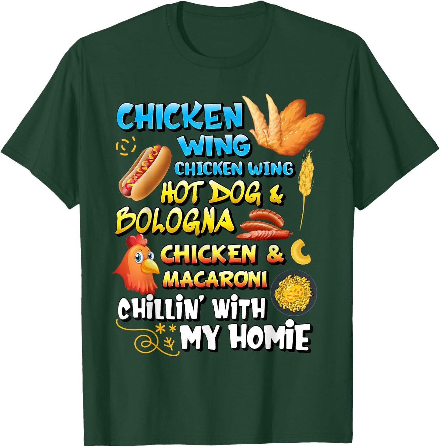 Chicken Wing Chicken Wing Hot Dog and Bologna Shirt Toddlers T-Shirt - T-Shirt | Forest