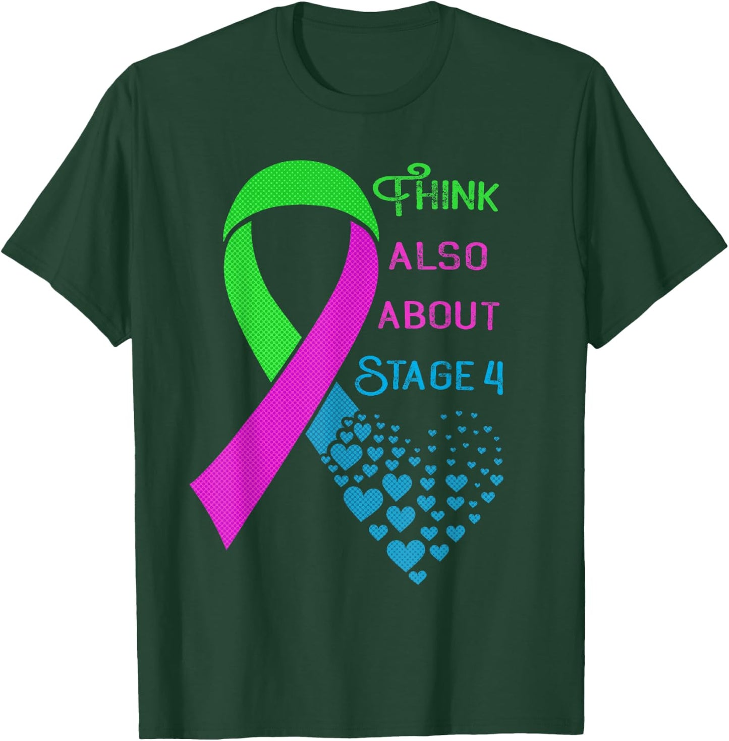 Metastatic Breast Cancer Awareness Heart Ribbon Graphic T-Shirt - T-Shirt | Forest