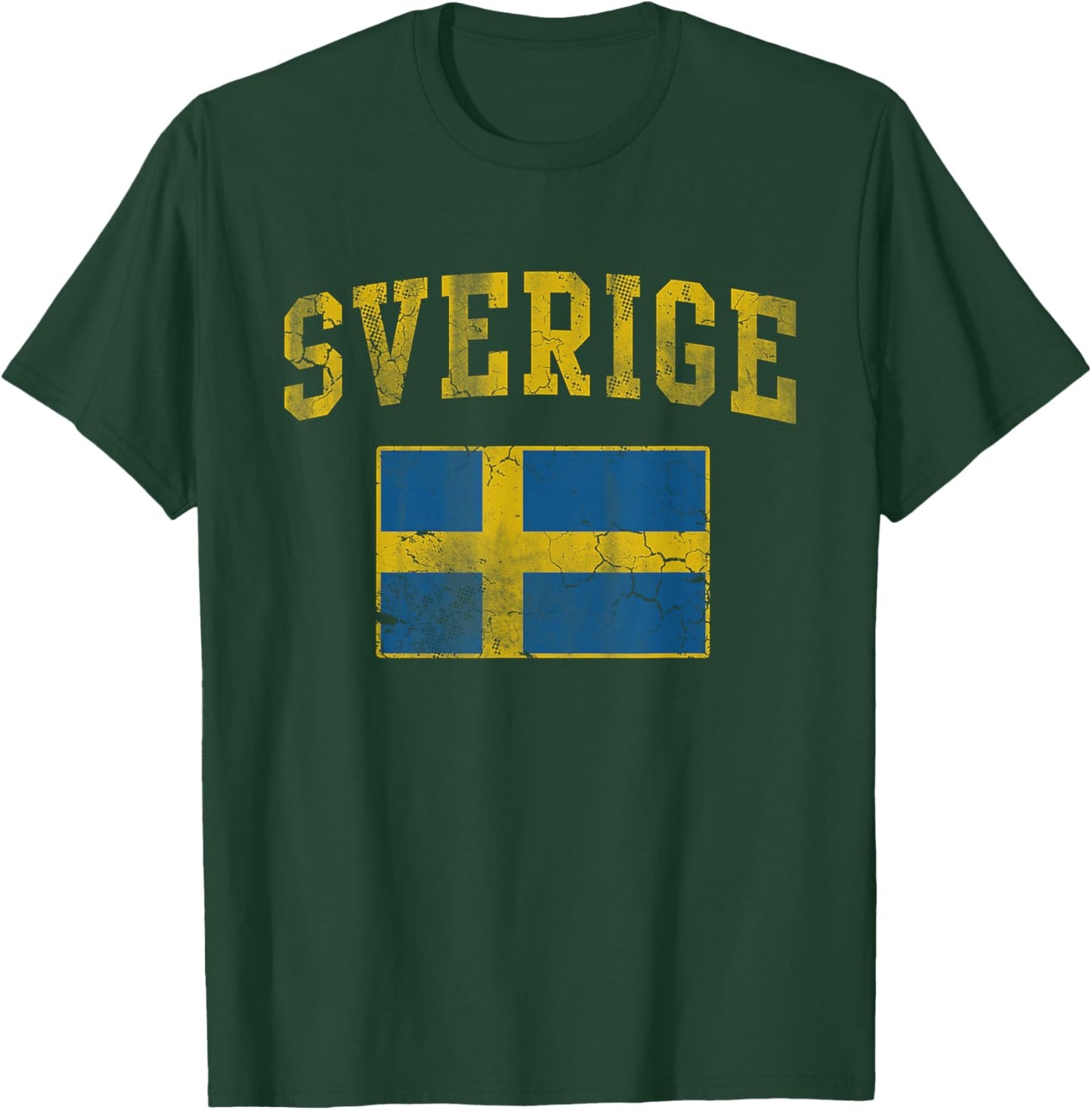 Vintage Sverige Sweden Flag Vintage Fade Men Women Kids T-Shirt - T-Shirt | Forest