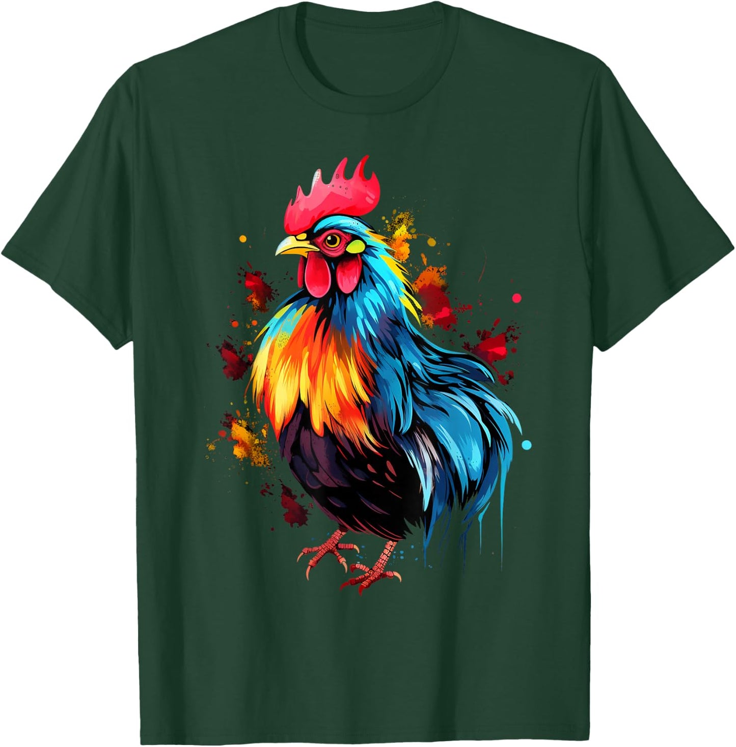 Cool Chicken on colorful painted Chicken T-Shirt - T-Shirt | Forest