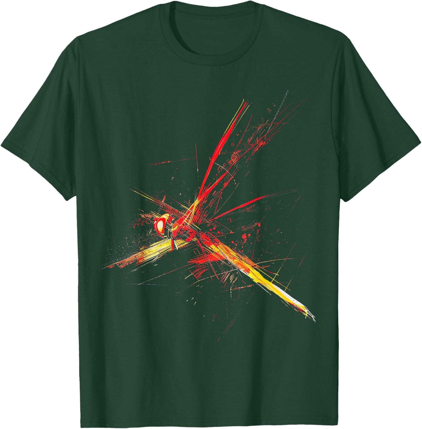 @n!mal Libelle bunt abstrakte Tierkunst Grafik Libelle Schwarz Klein Klassisch Kurzarm Crew-Ausschnitt Pull-On Imported Polyester Stretchable Tierliebhaber, Männer, Frauen, Kinder T-Shirt - T-Shirt | Forest