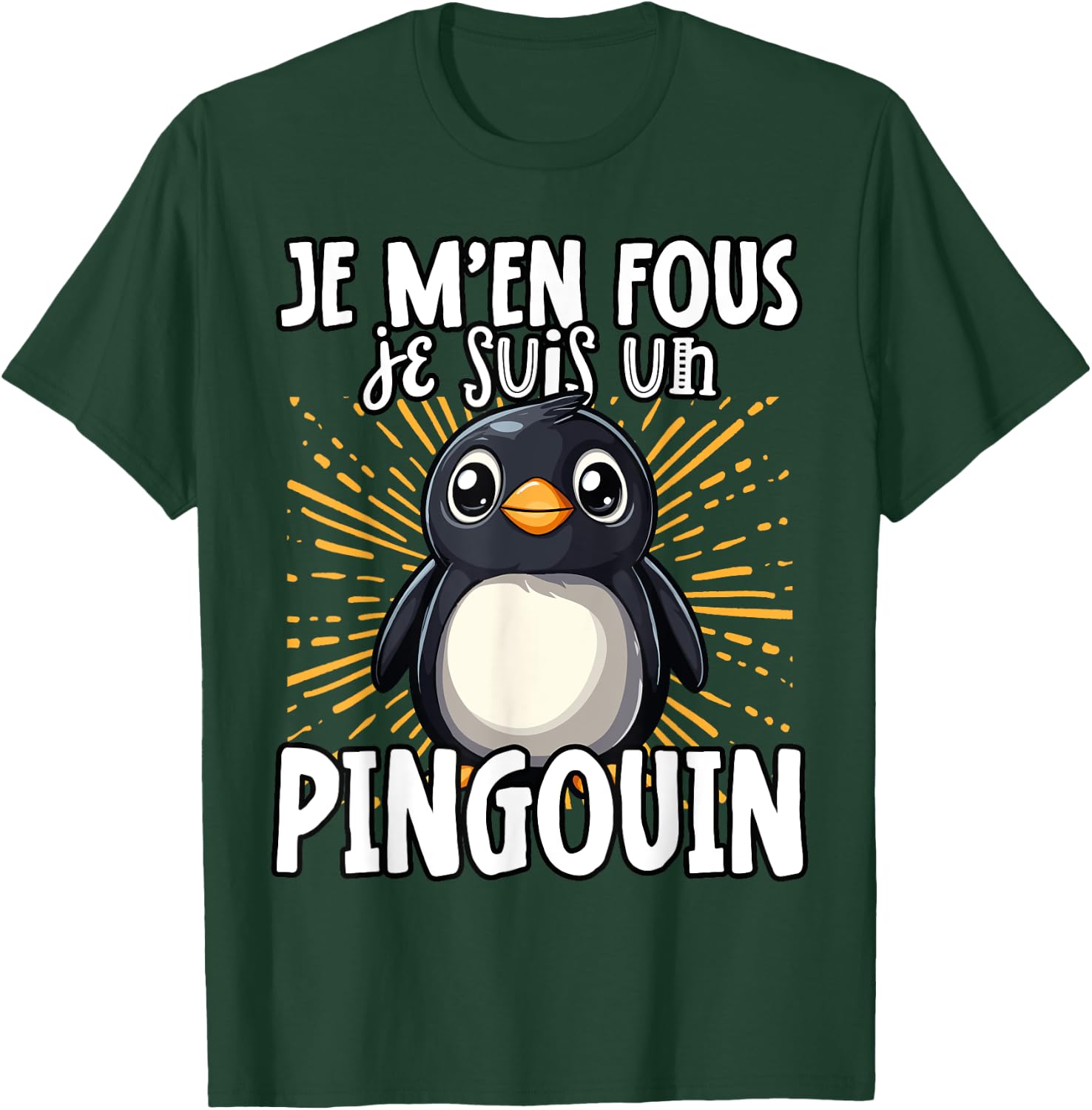 Je M'en Fous Je Suis Un Penguin - Cute Penguin , Black, S T-Shirt - T-Shirt | Forest