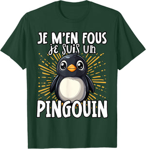 Je M'en Fous Je Suis Un Penguin - Cute Penguin , Black, S T-Shirt - T-Shirt | Forest
