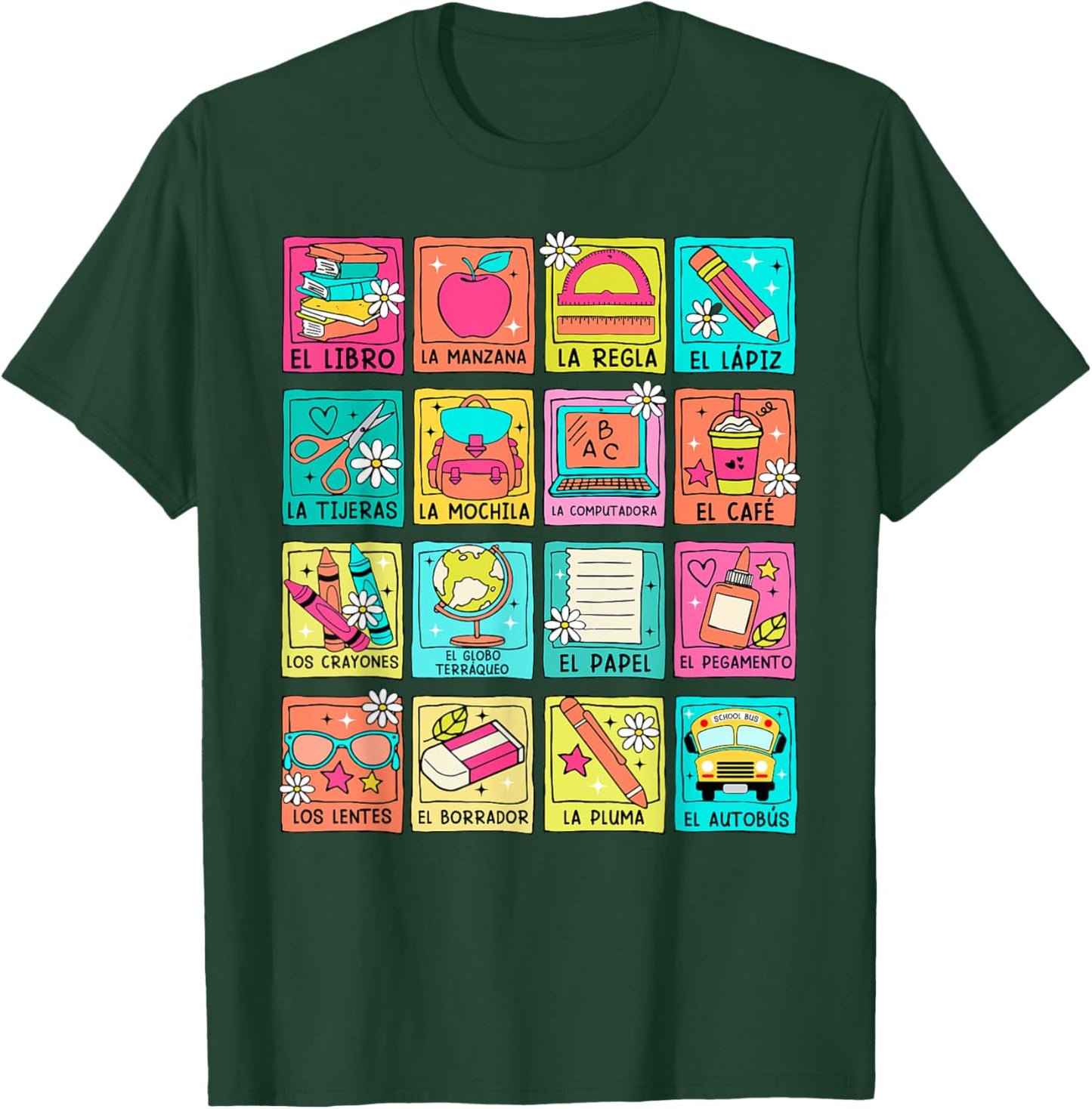 Maestra Bilingue Back To School Spanish Teacher Student Men Women Girls Kids T-Shirt - T-Shirt | Forest
