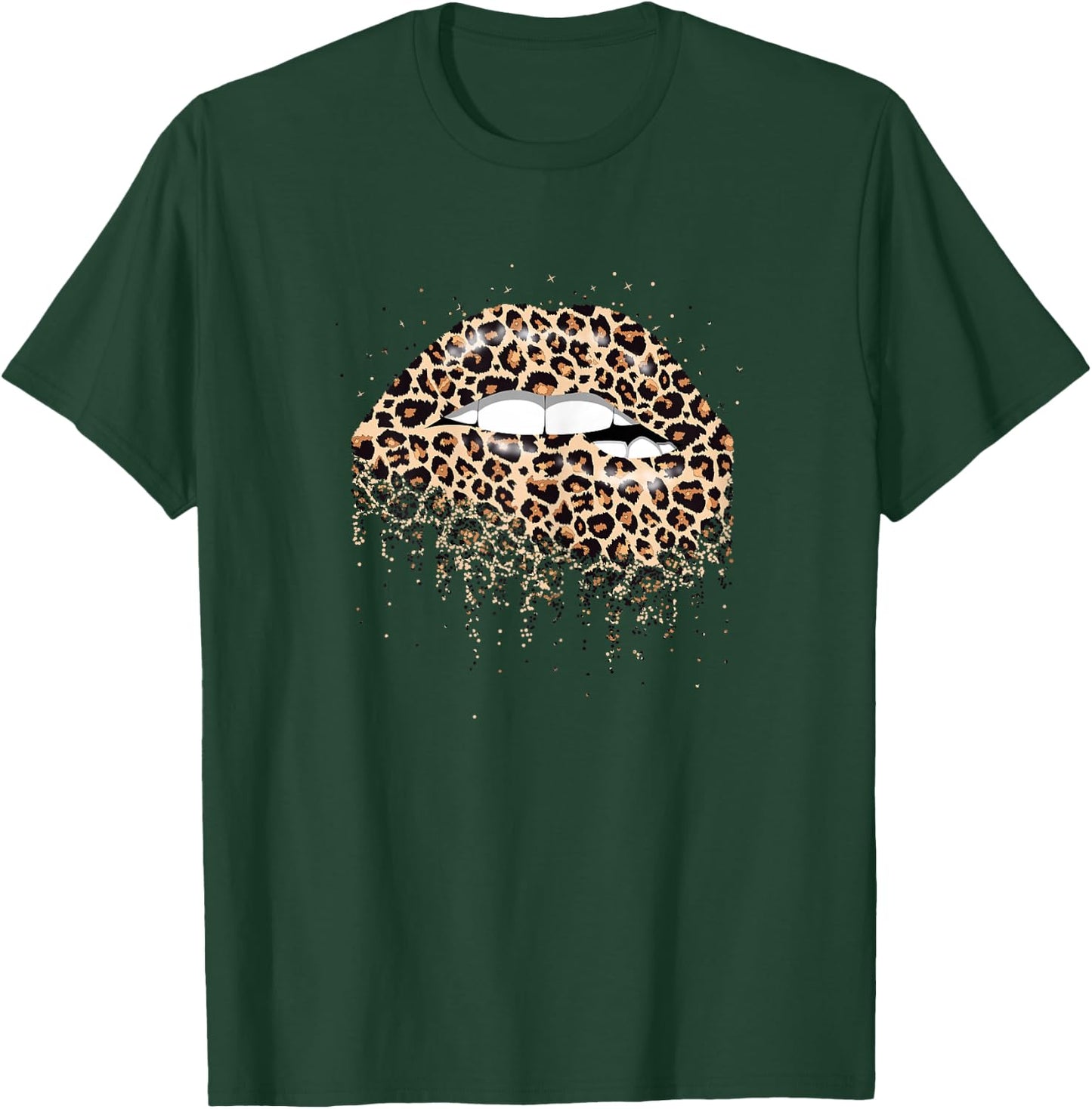 Sexy Women's Lips with Leopard Print for Wild Cats Trend T-Shirt - T-Shirt | Forest