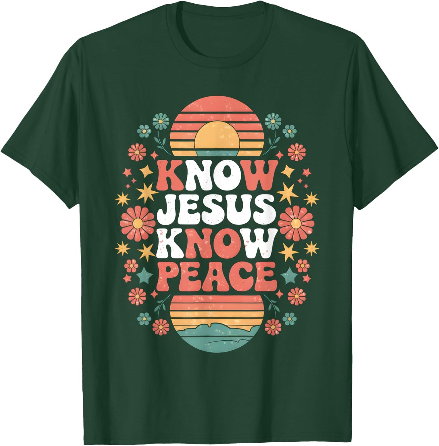 Know Jesus Know Peace Christian God Faith Men Women Kids T-Shirt - T-Shirt | Forest