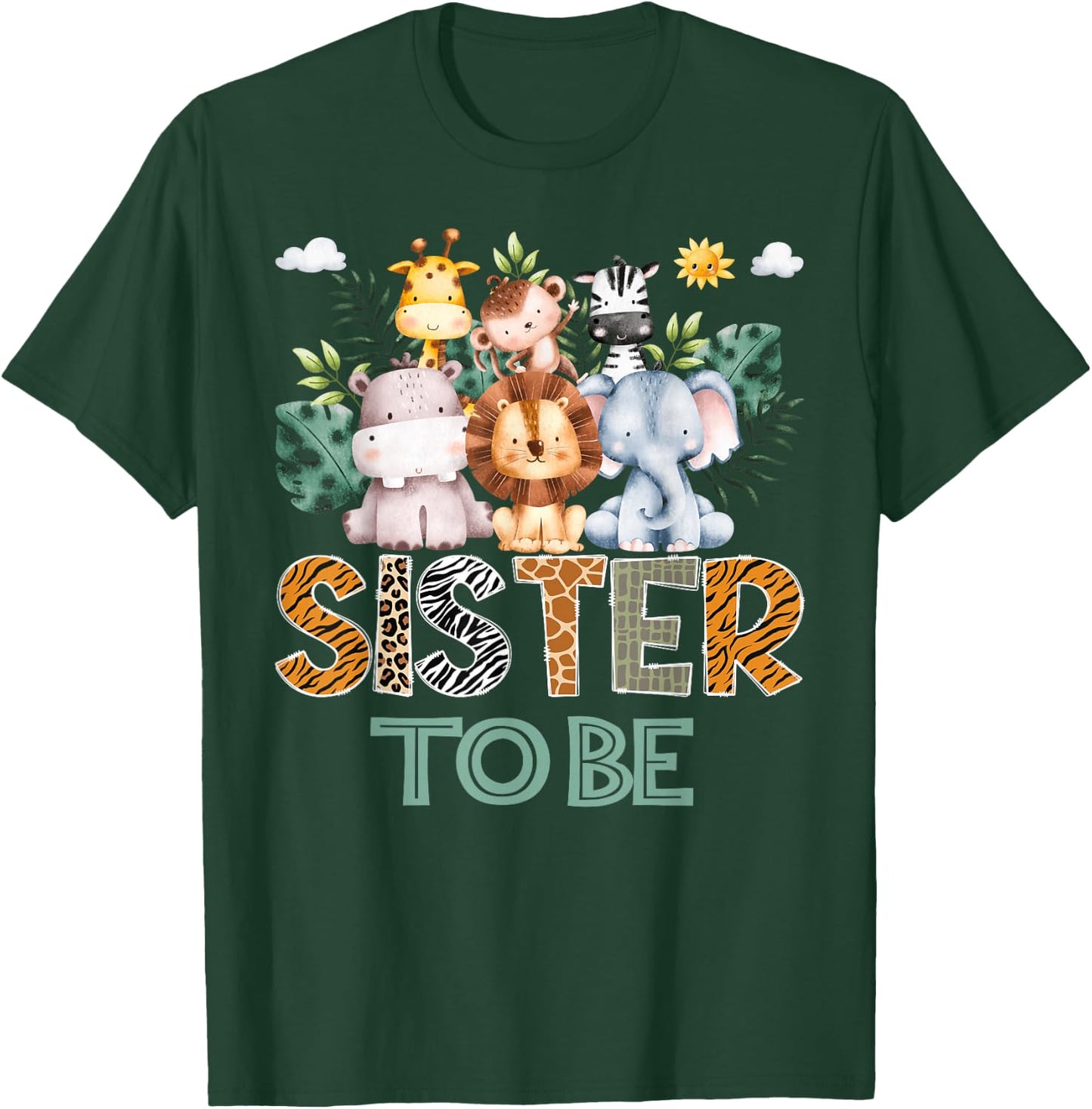 Soon To Be Sister Jungle Animal Safari Gender Reveal T-Shirt - T-Shirt | Forest