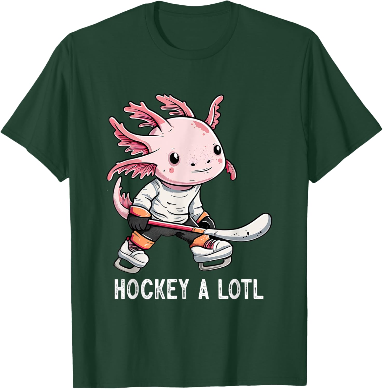 Hockey A Lotl Axolotl Playing Field Hockey Funny Ice Hockey T-Shirt - T-Shirt | Forest