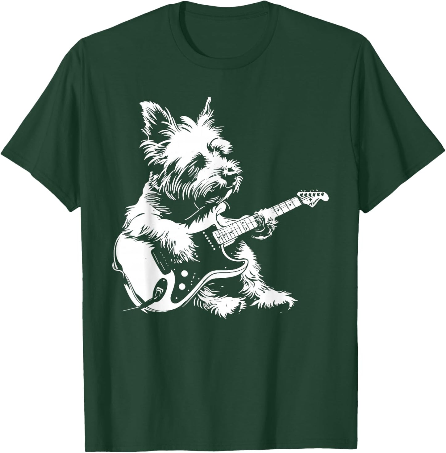Dog Guitarist Guitar - Westie Dad Mom T-Shirt - T-Shirt | Forest