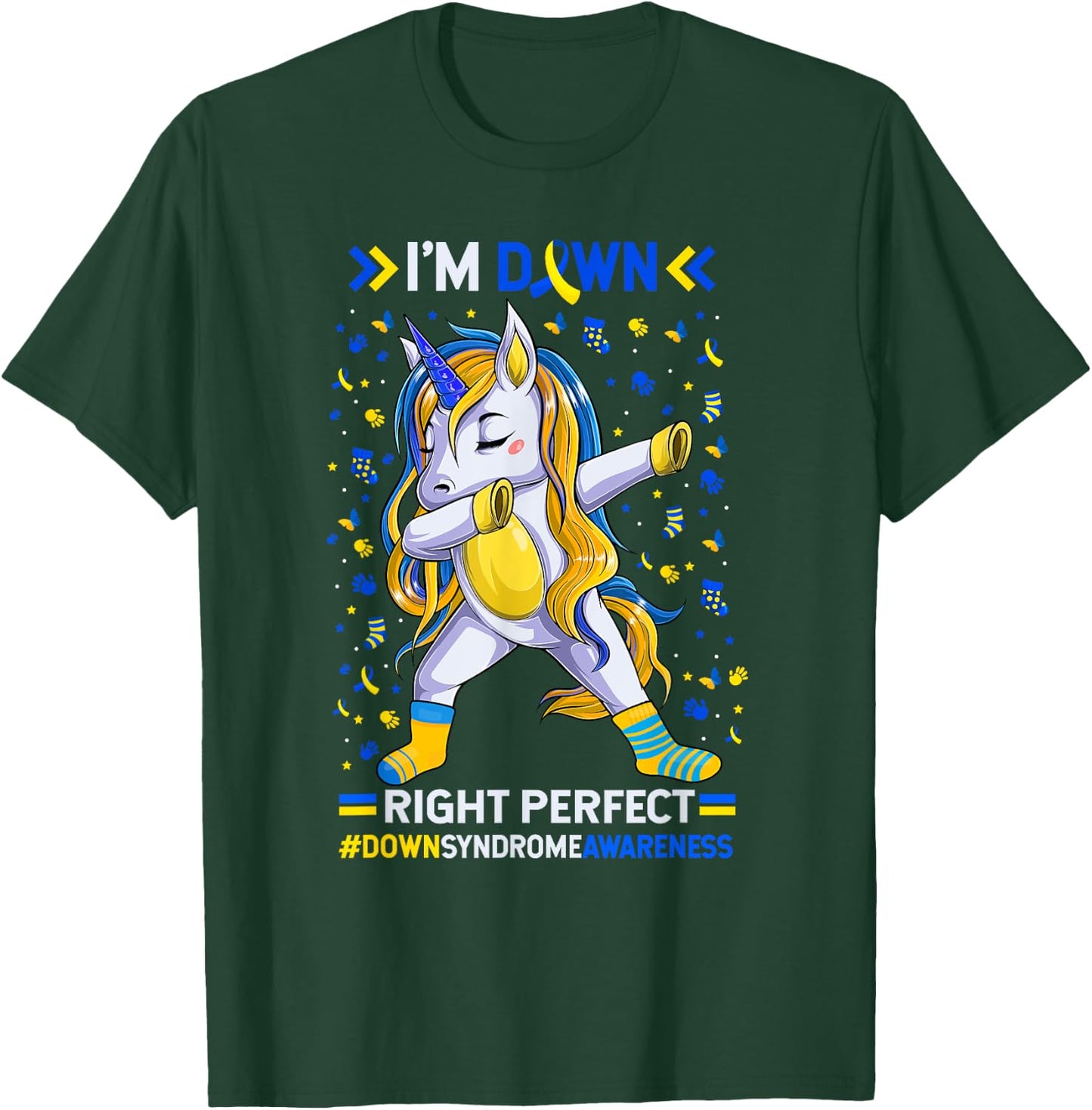 Down syndrome awareness Down Right Perfect Dabbing Unicorn T-Shirt - T-Shirt | Forest