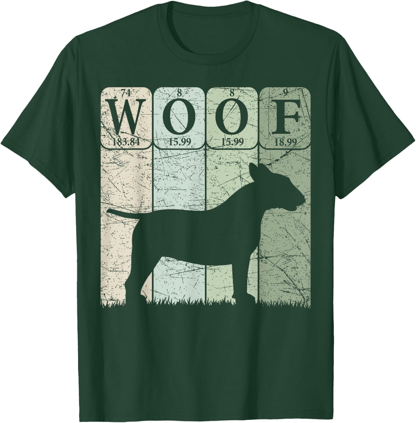 Bull Terrier Dog Periodic Table Elements Dog Lover Woof T-Shirt - T-Shirt | Forest