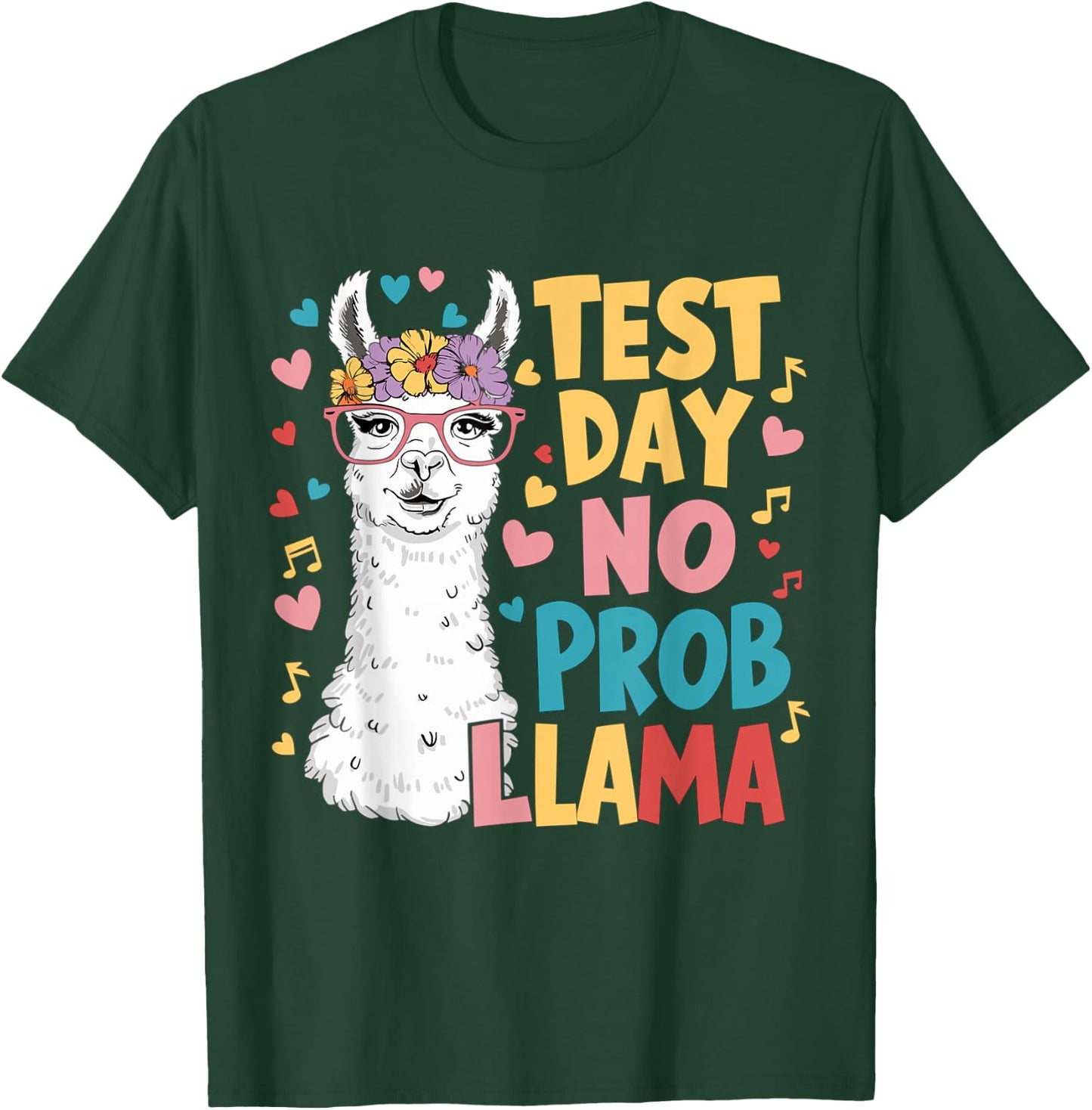 Test Day No Prob-llama Llama Teacher Testing Day T-Shirt - T-Shirt | Forest