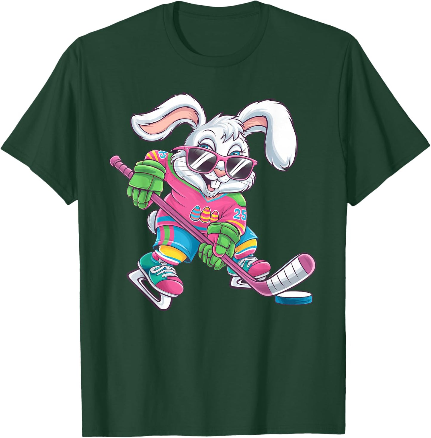 Happy Easter Bunny Playing Hockey Easter Sport Kids Boys T-Shirt - T-Shirt | Forest
