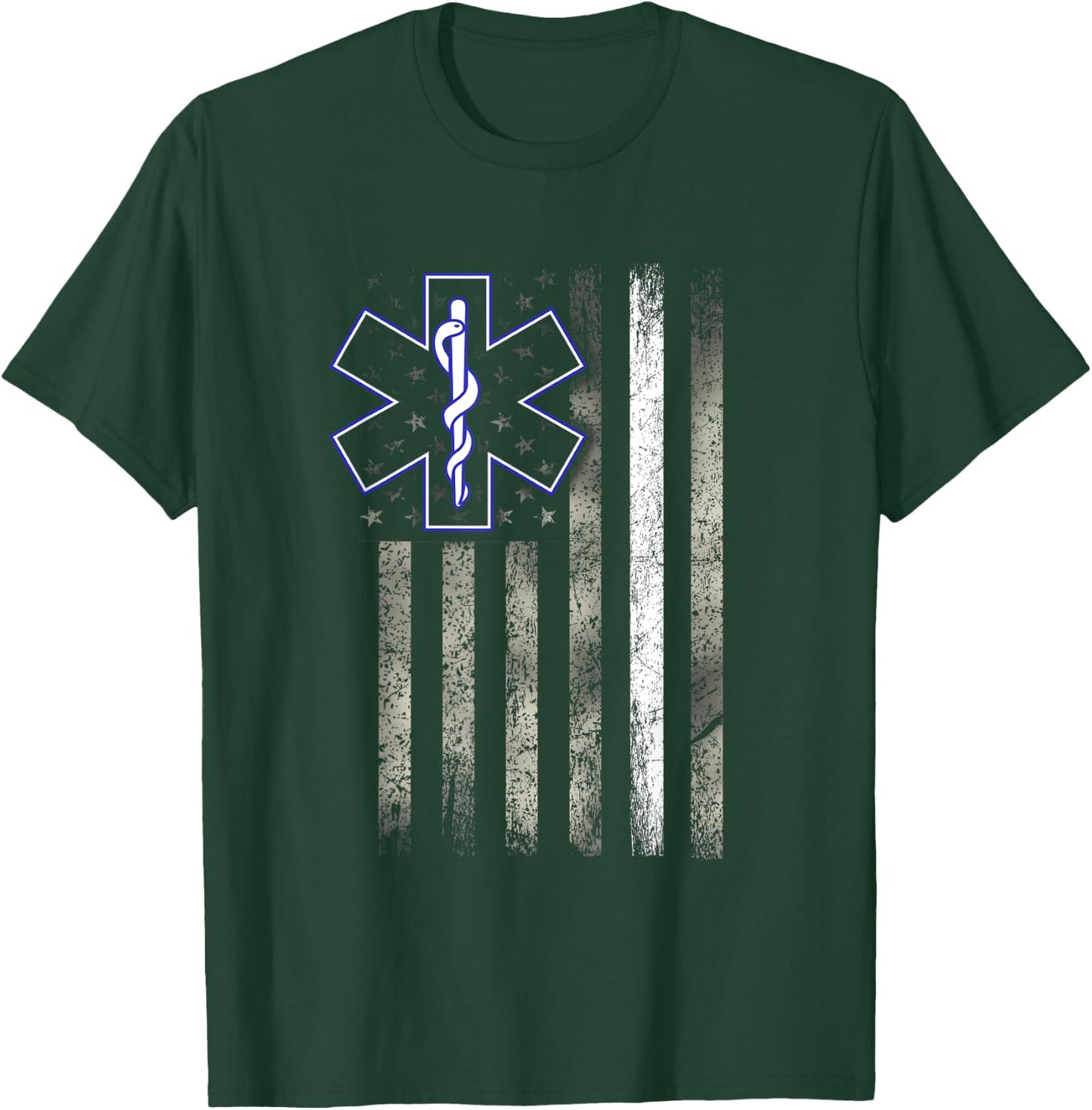 EMS EMT Paramedic - US Flag Thin White Line - Patriotic Men T-Shirt - T-Shirt | Forest