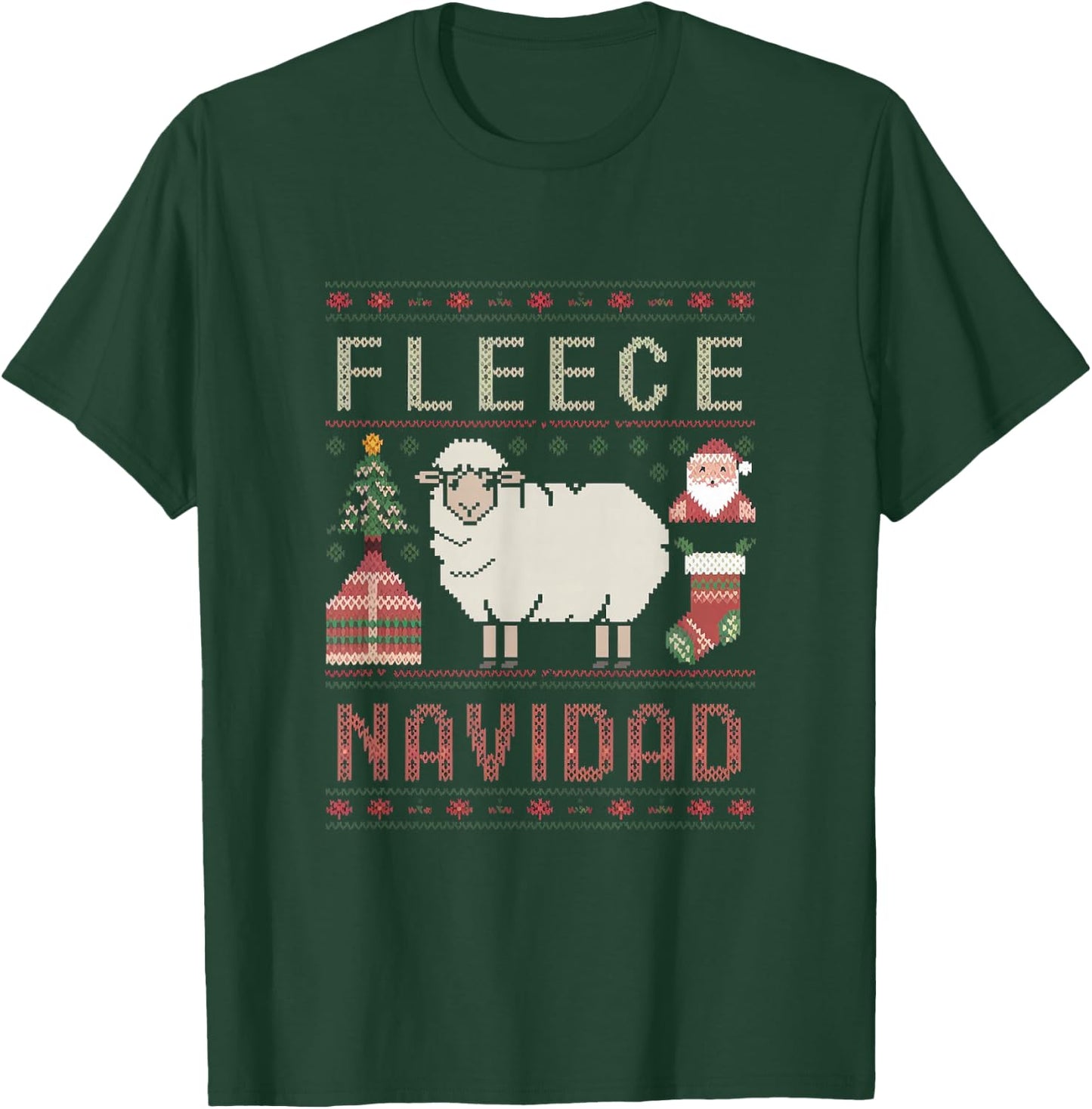 Fleece Feliz Navidad Sheep Ugly Christmas Sweater Sheep T-Shirt - T-Shirt | Forest