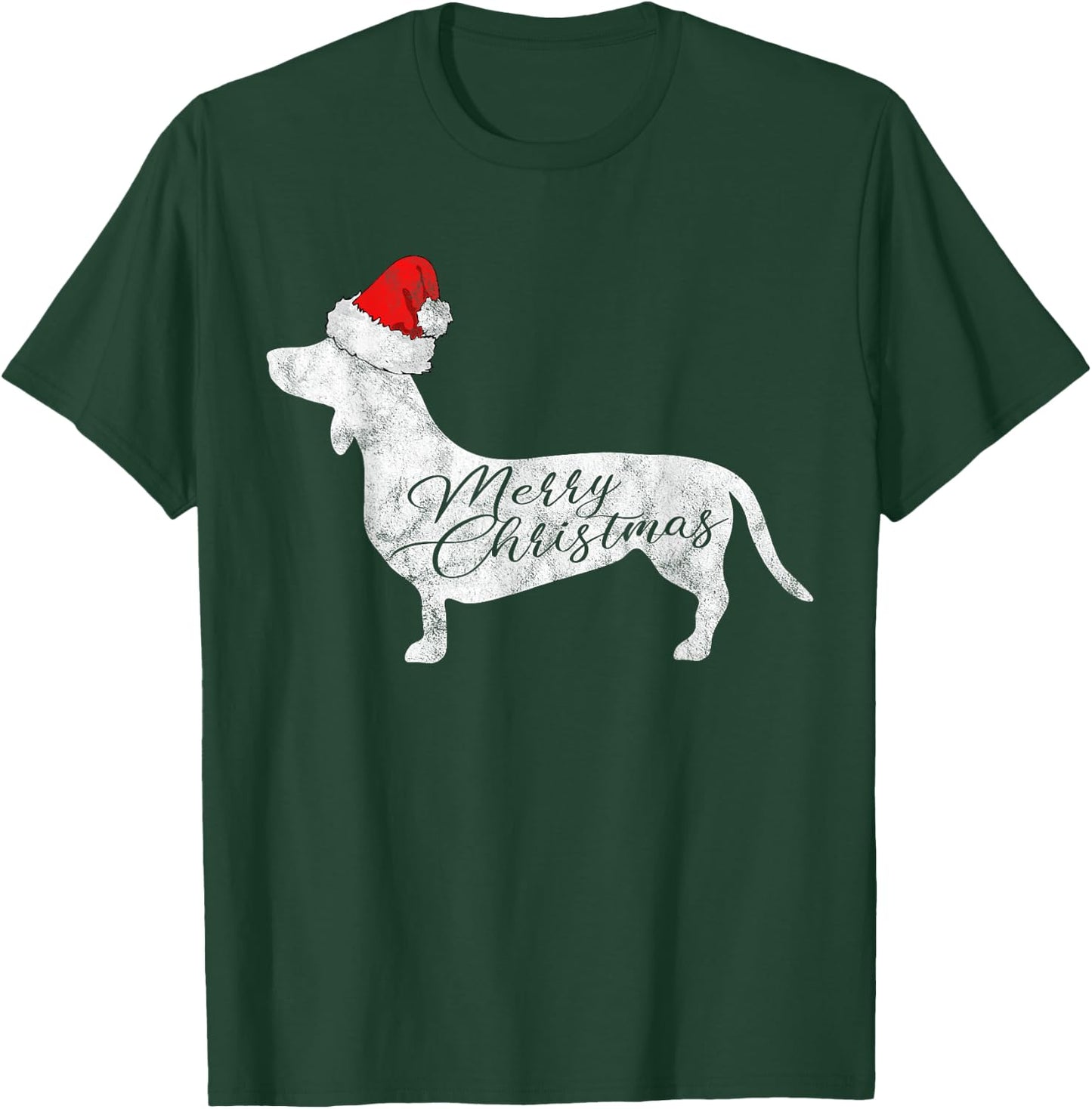 Dachshund Merry Christmas I Doxie Santa Silhouette T-Shirt - T-Shirt | Forest