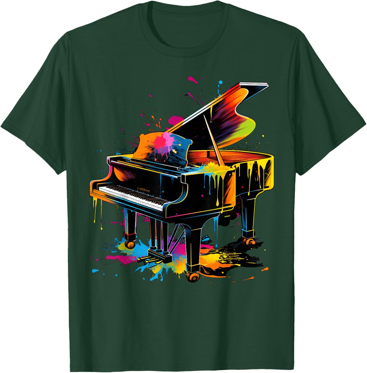 Piano , Women and Children , black T-Shirt - T-Shirt | Forest