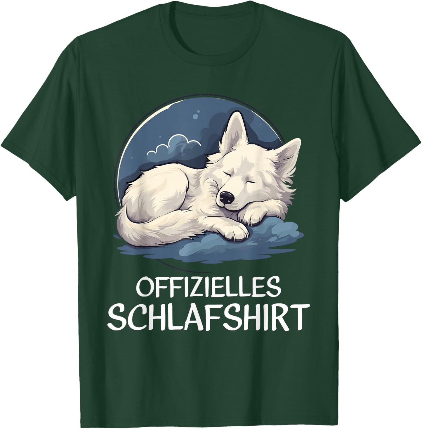 Official Sleep Shirt White Shepherd Nightdress Pyjamas , black T-Shirt - T-Shirt | Forest