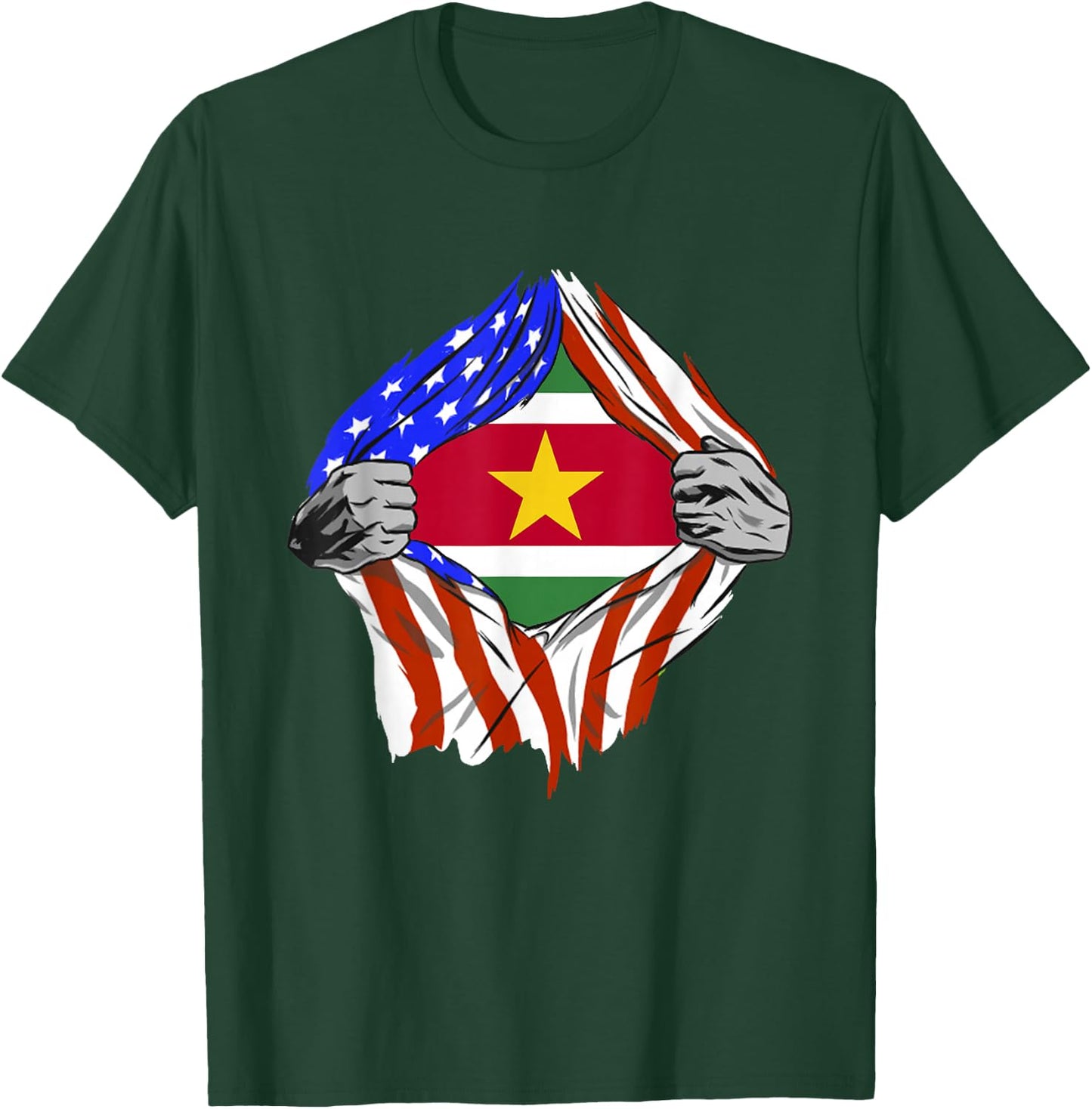 Suriname Flag USA Chest Surinamese Roots Surinamese Pride T-Shirt - T-Shirt | Forest