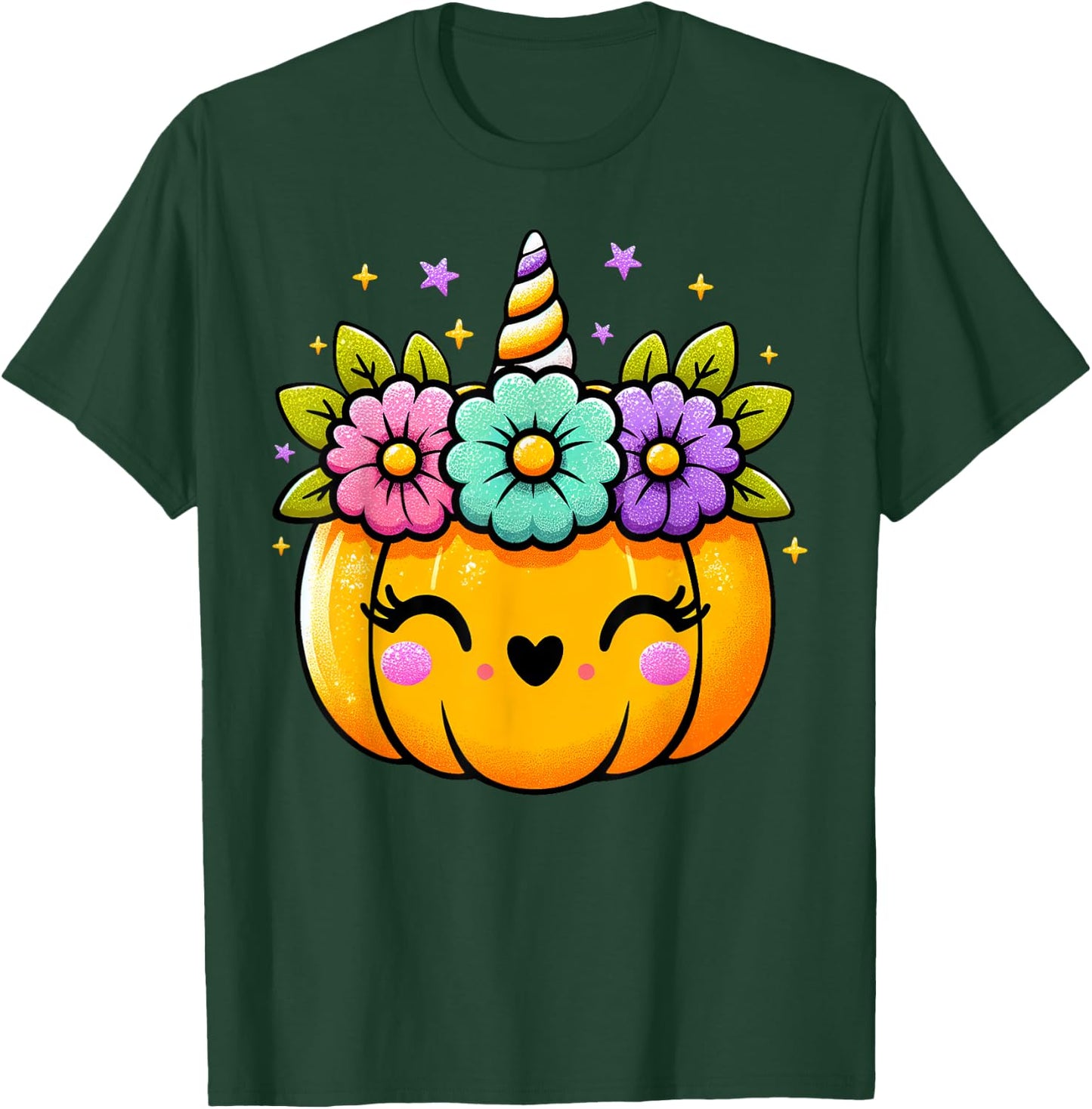 Cute Halloween Unicorn Pumpkin Halloween Girls T-Shirt - T-Shirt | Forest
