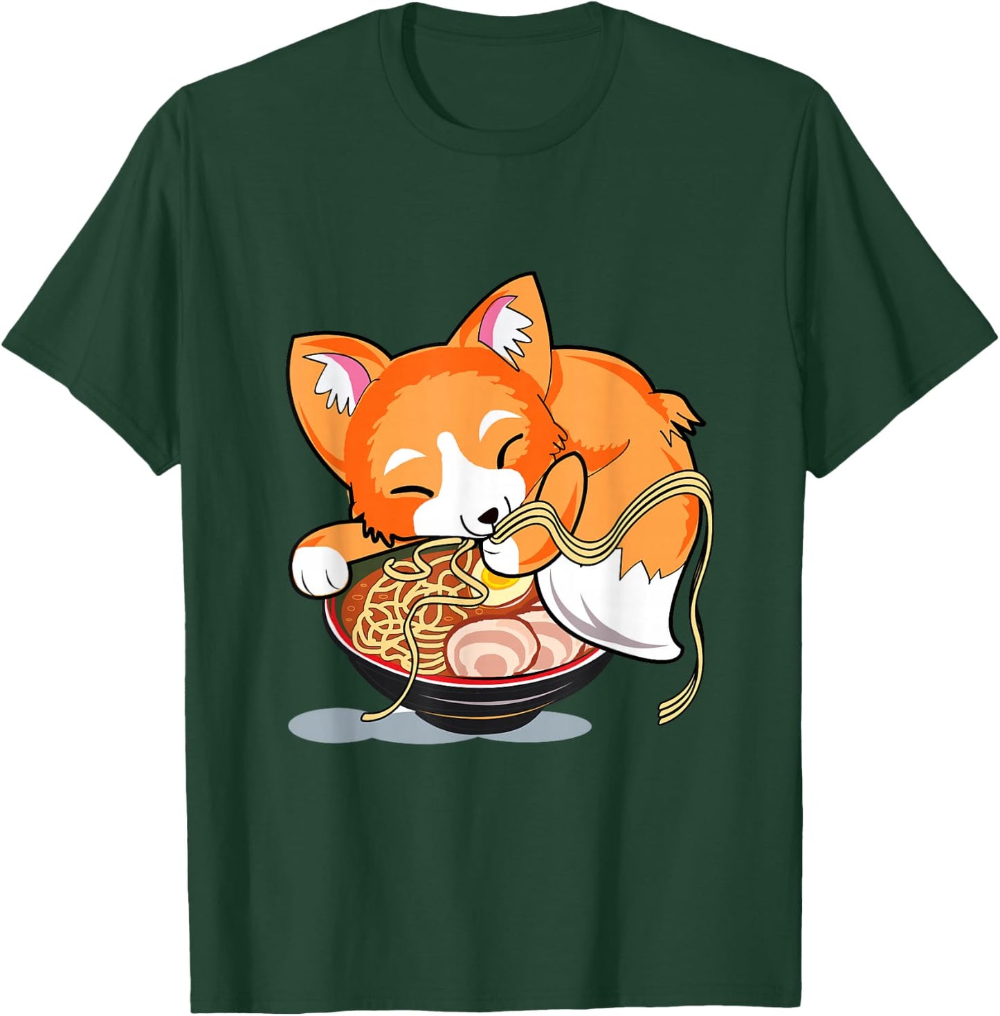 Ramen Noodles Fox Lover Kawaii Japanese Anime T-Shirt - T-Shirt | Forest