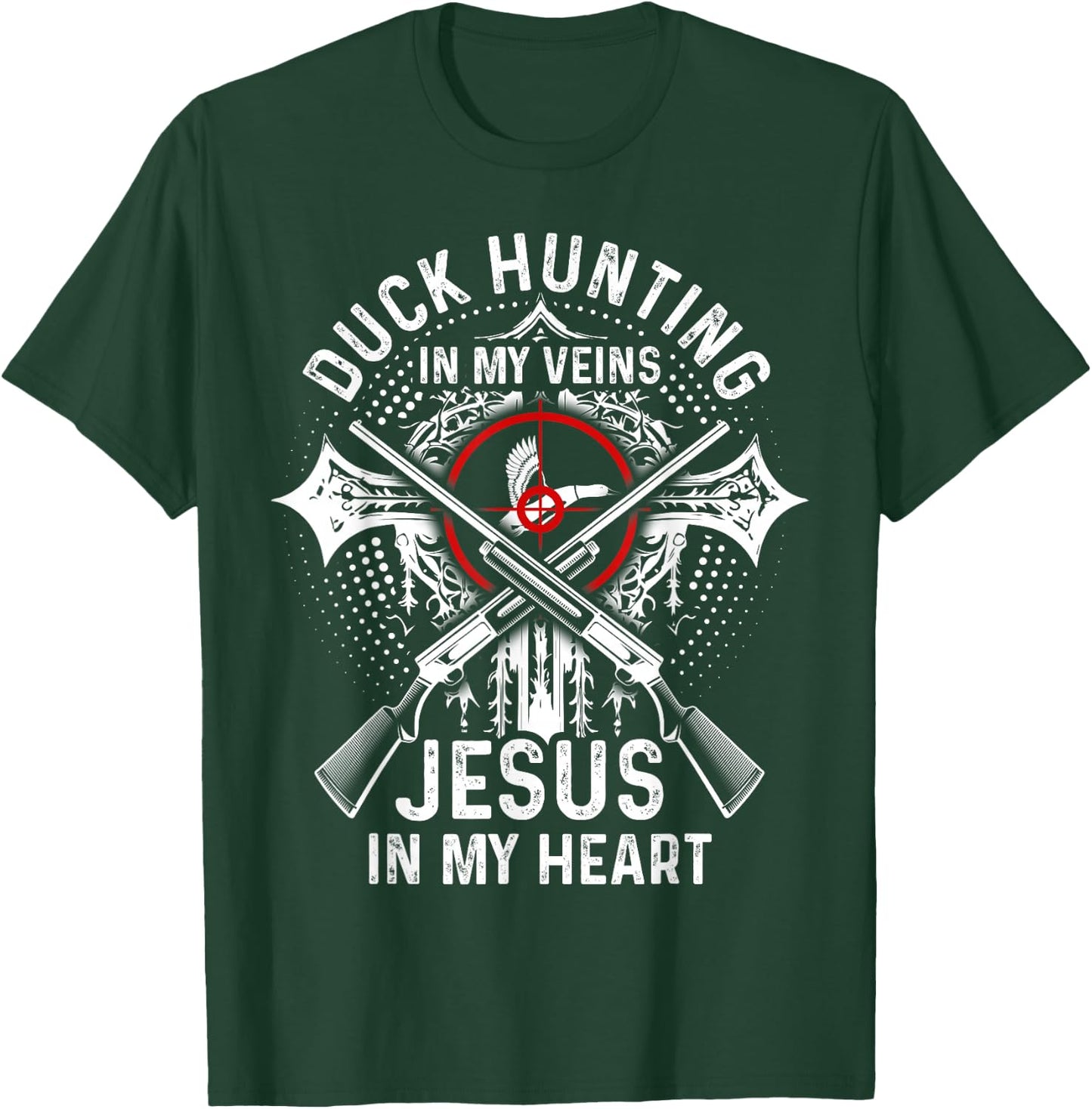 Duck Hunting Hunter Jesus Faith Christian Vintage Duck T-Shirt - T-Shirt | Forest