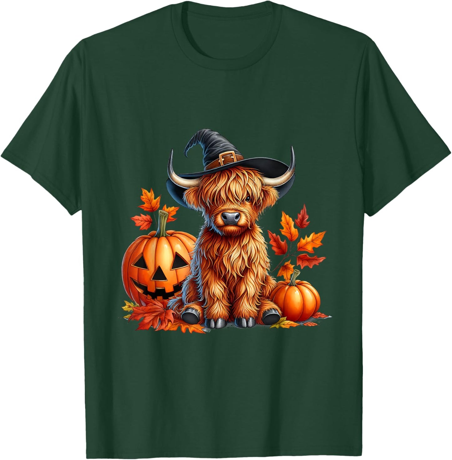 Witchy Cow Halloween Highland Cow Spooky Season Fall Autumn T-Shirt - T-Shirt | Forest