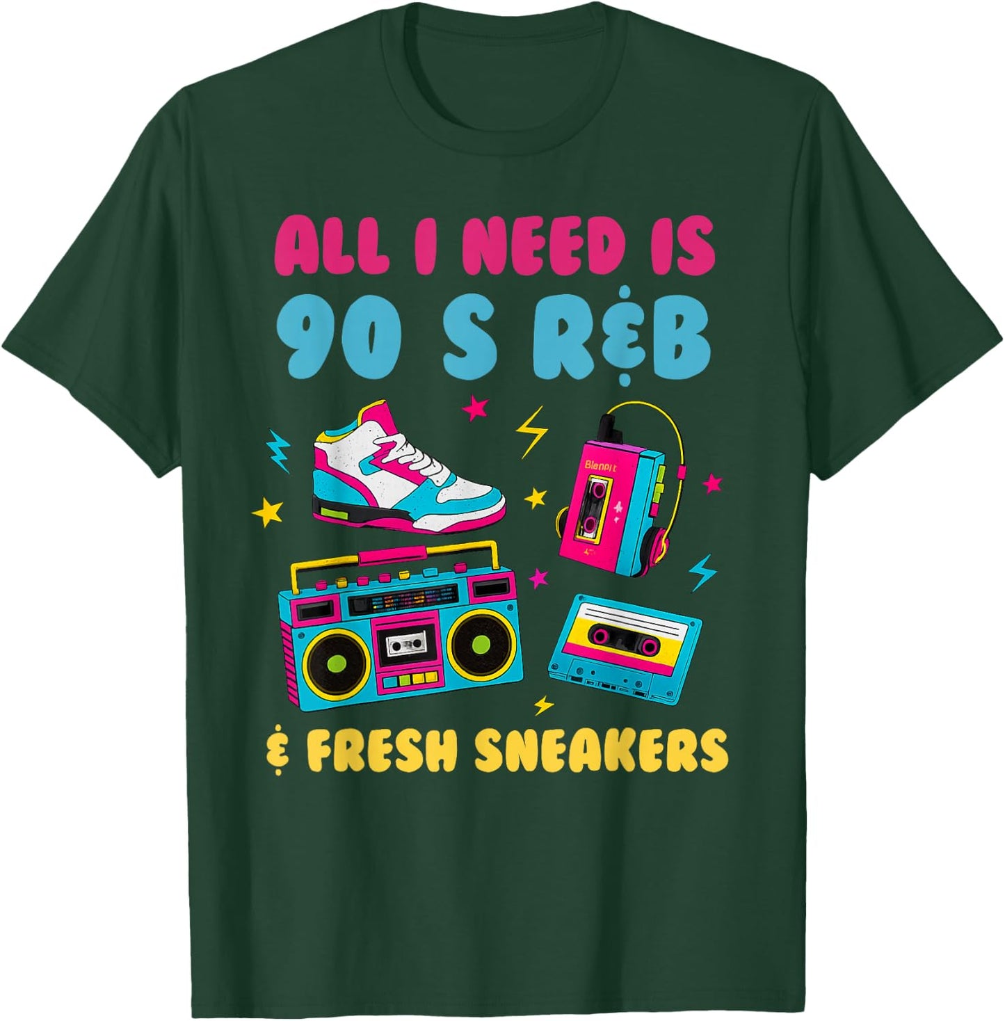 90's R&B and Sneakers Lover Funny 90's Music Shoe Collector T-Shirt - T-Shirt | Forest