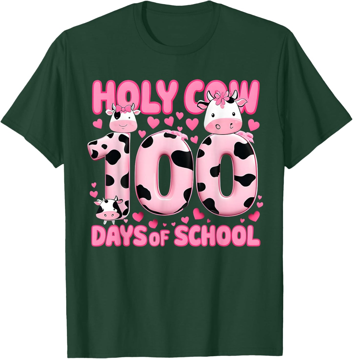 Holy Cow 100 Days Of School Funny 100 Day of School Groovy T-Shirt - T-Shirt | Forest