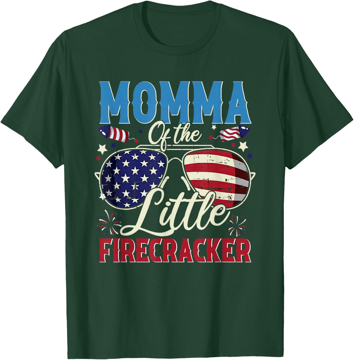 Momma of The Little Firecracker Fourth of July Birthday T-Shirt - T-Shirt | Forest