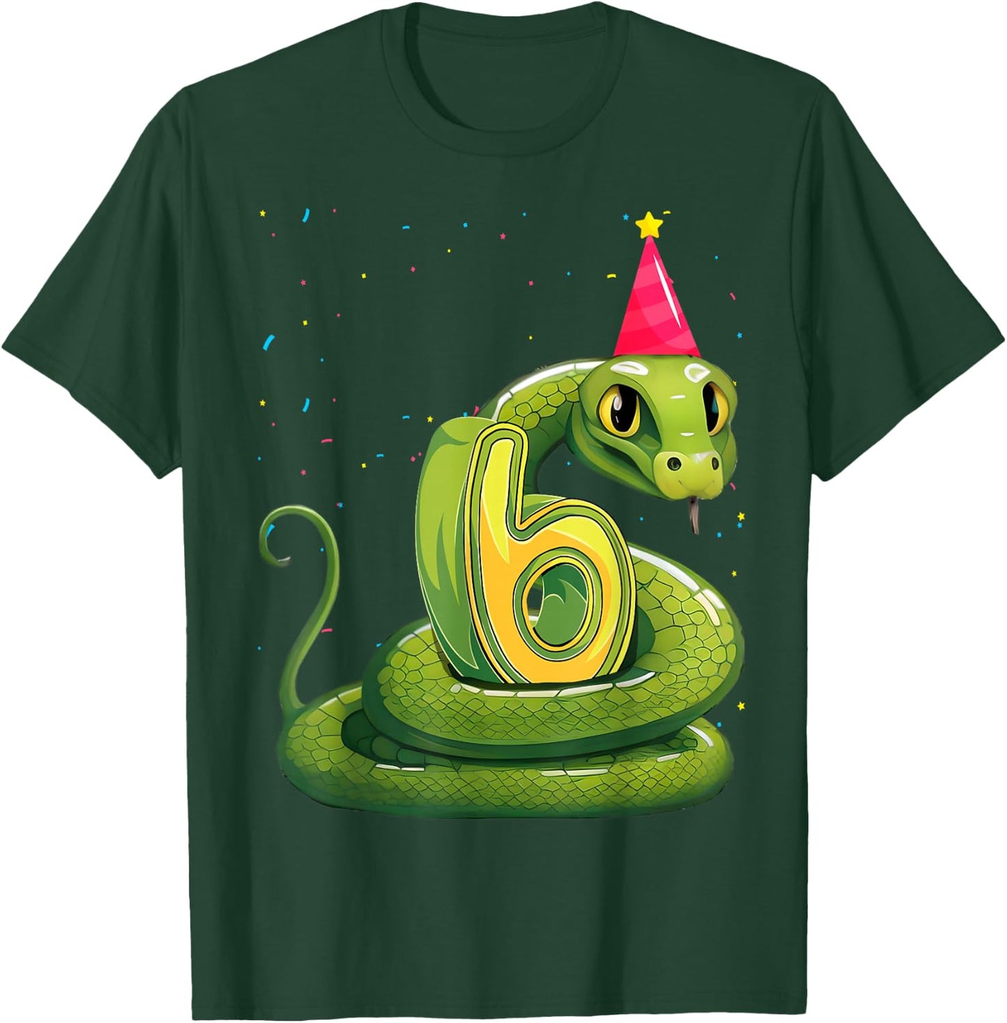 Snake lover 6th Birthday Party Snake B-day 6 Year Old Boys T-Shirt - T-Shirt | Forest