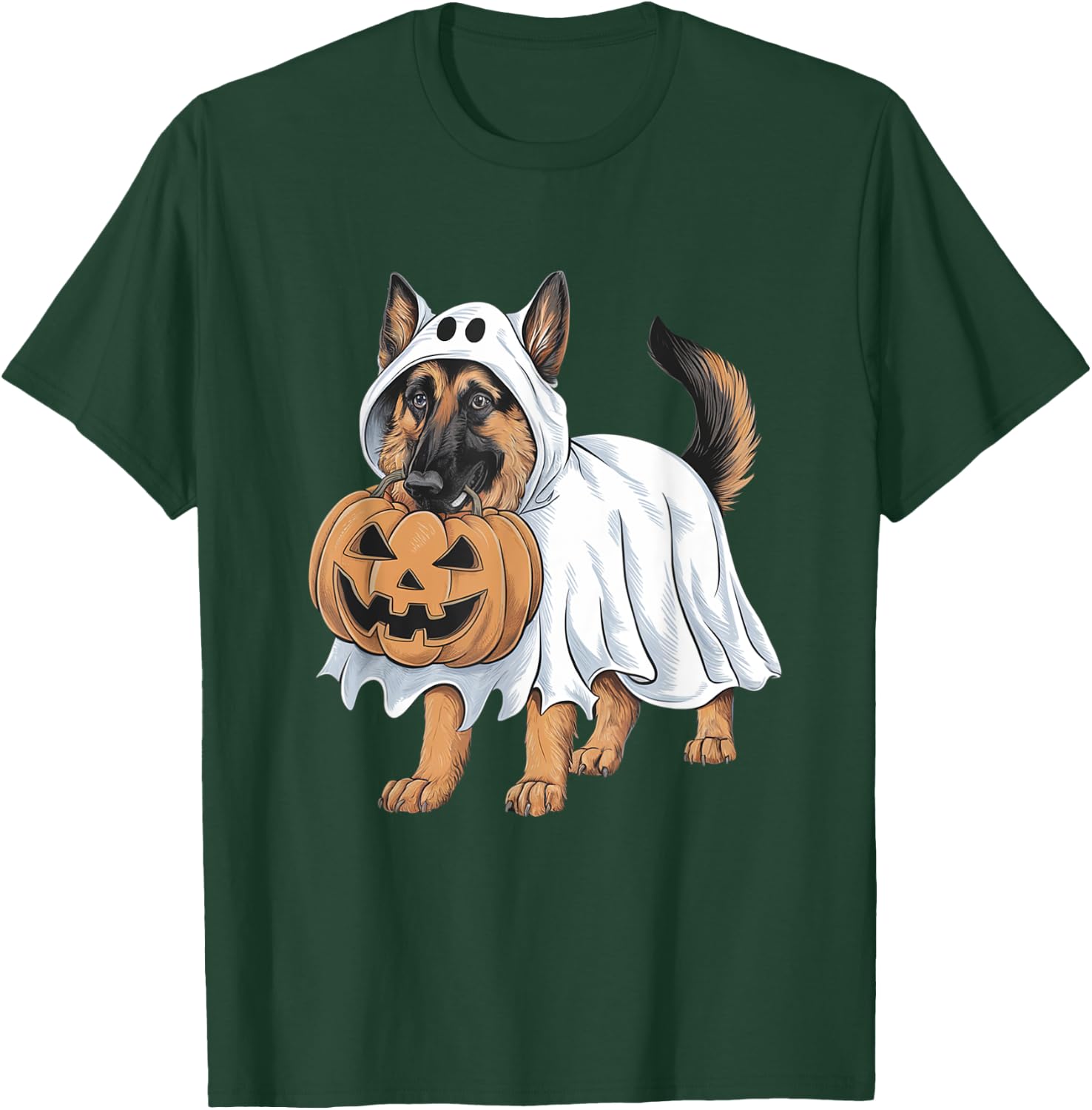 German Shepherd Ghost Dog Halloween T-Shirt - T-Shirt | Forest